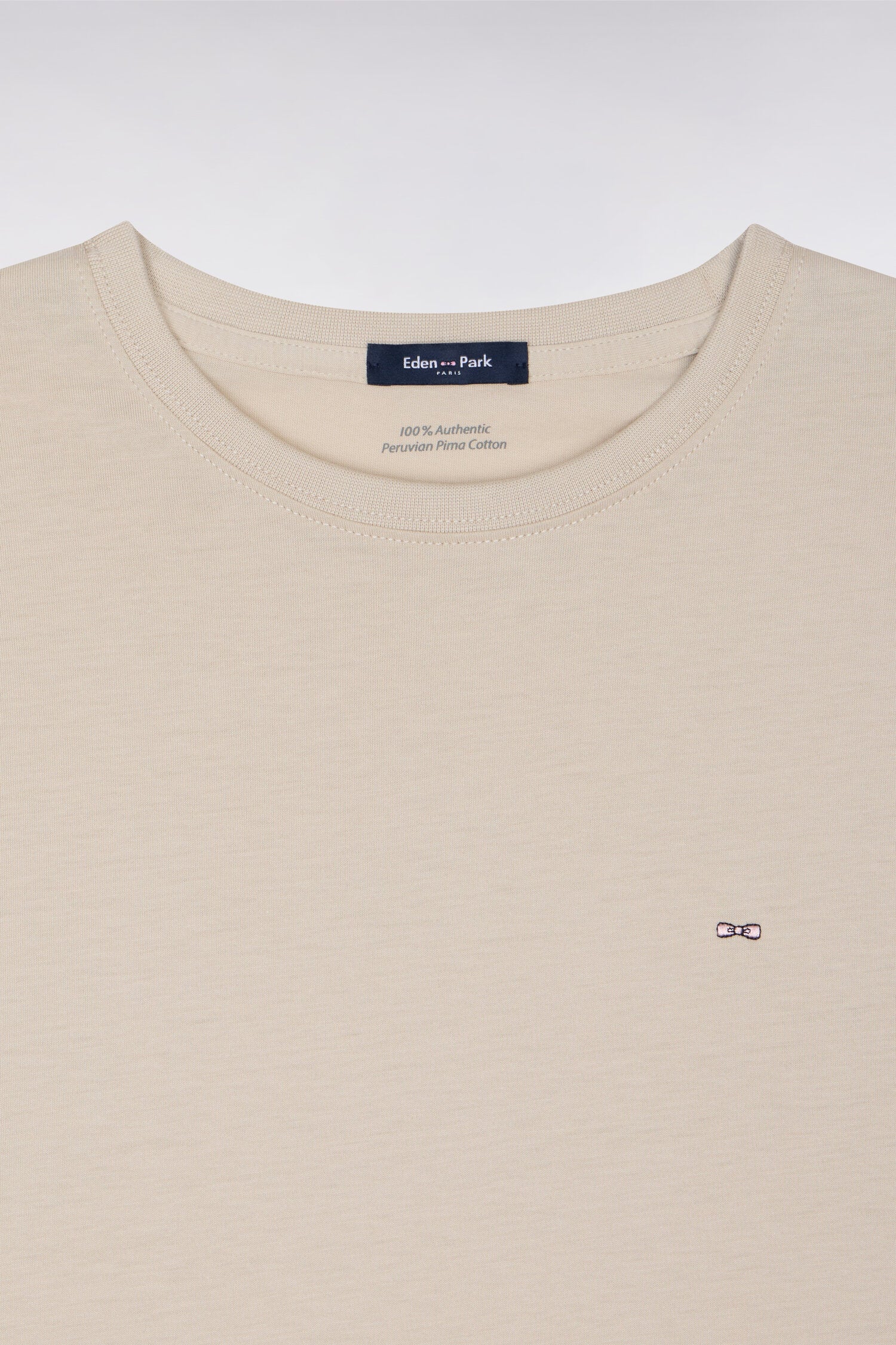 T-shirt à manches courtes en coton Pima beige coupe regular