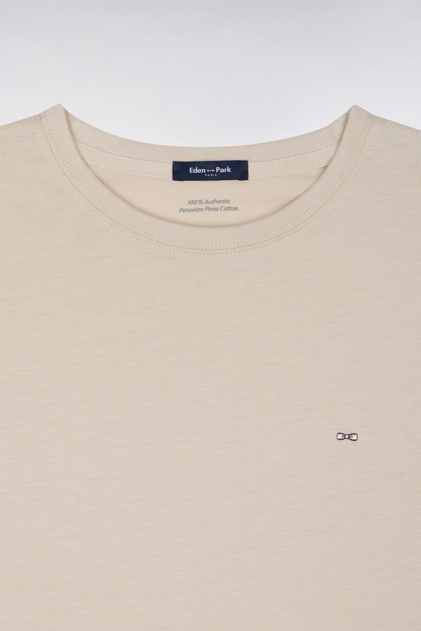 T-shirt à manches courtes en coton Pima beige coupe regular