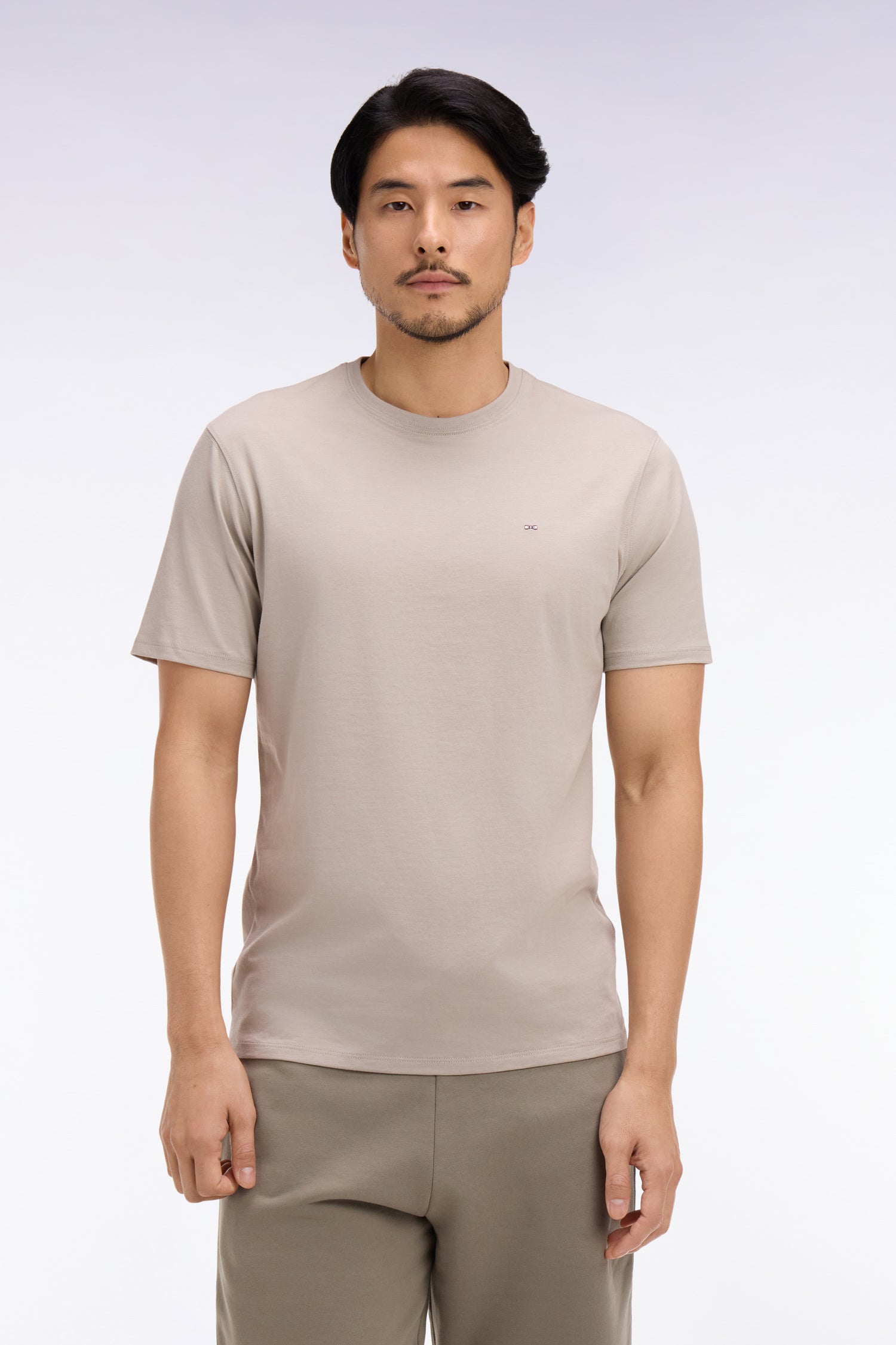 T-shirt à manches courtes en coton Pima gris clair coupe regular