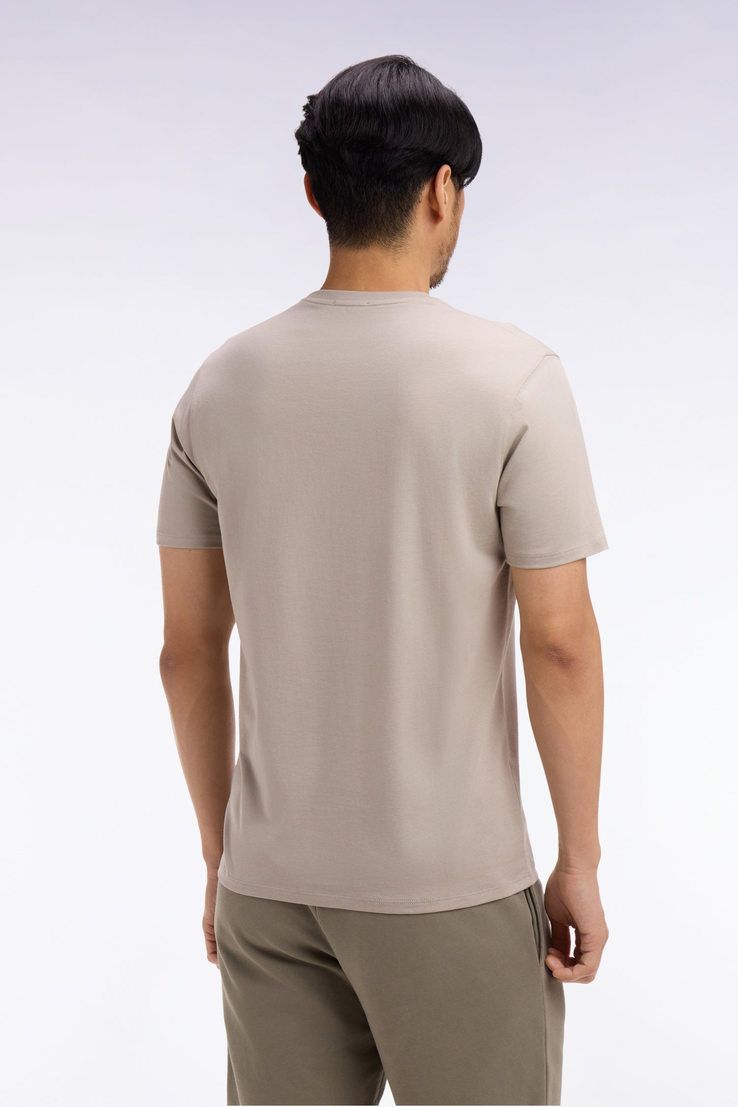 T-shirt à manches courtes en coton Pima gris clair coupe regular