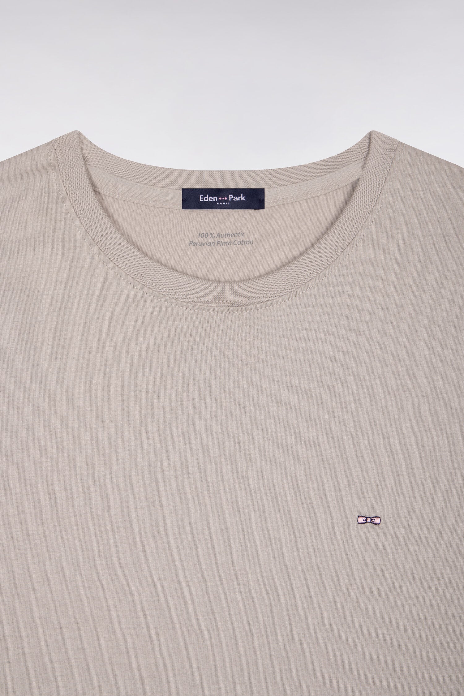 T-shirt à manches courtes en coton Pima gris clair coupe regular