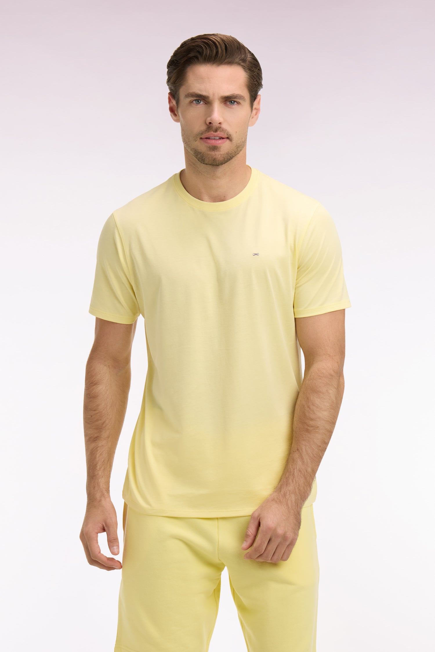 T-shirt à manches courtes en coton Pima jaune clair coupe regular