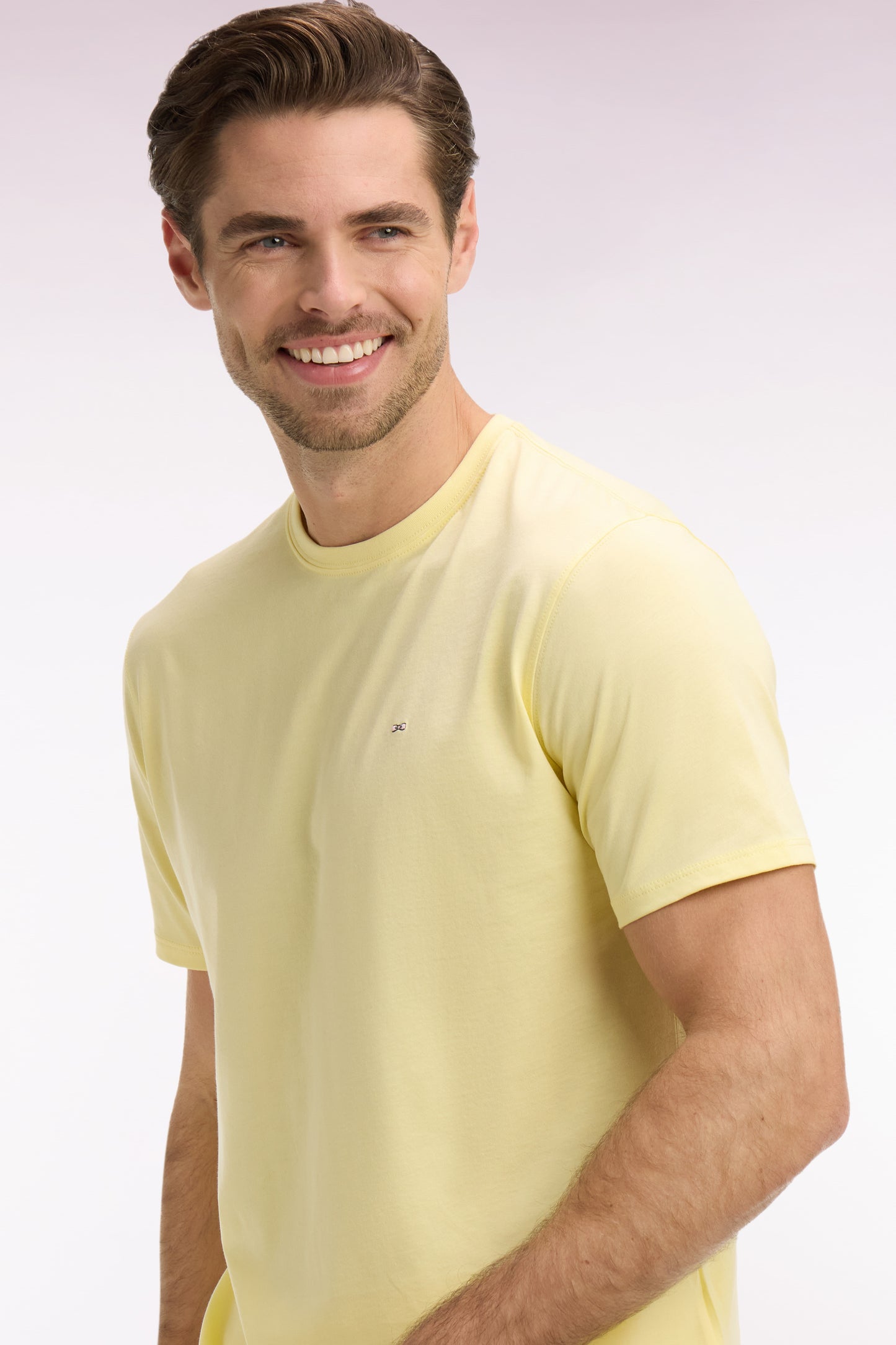 T-shirt à manches courtes en coton Pima jaune clair coupe regular