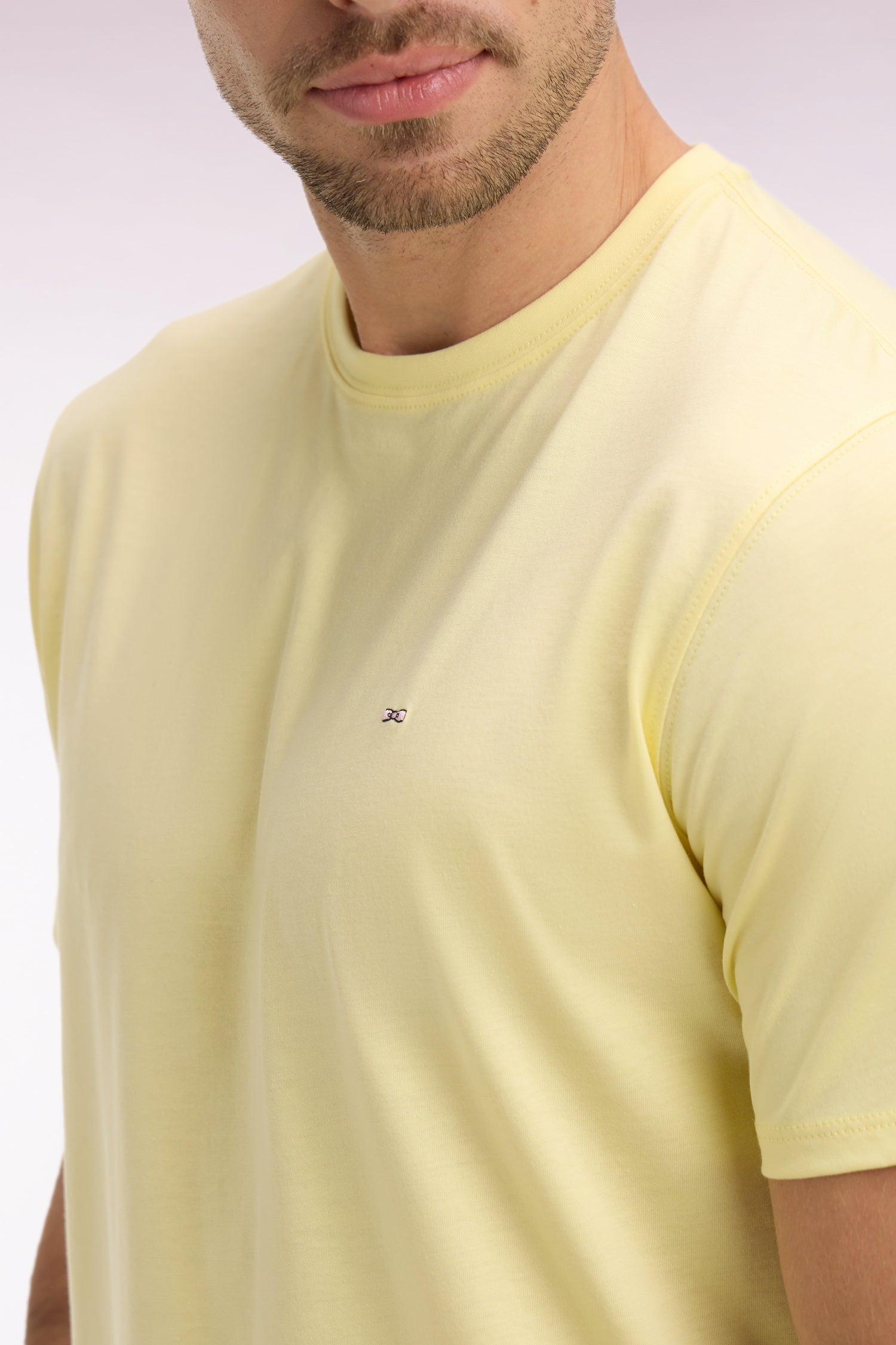 T-shirt à manches courtes en coton Pima jaune clair coupe regular