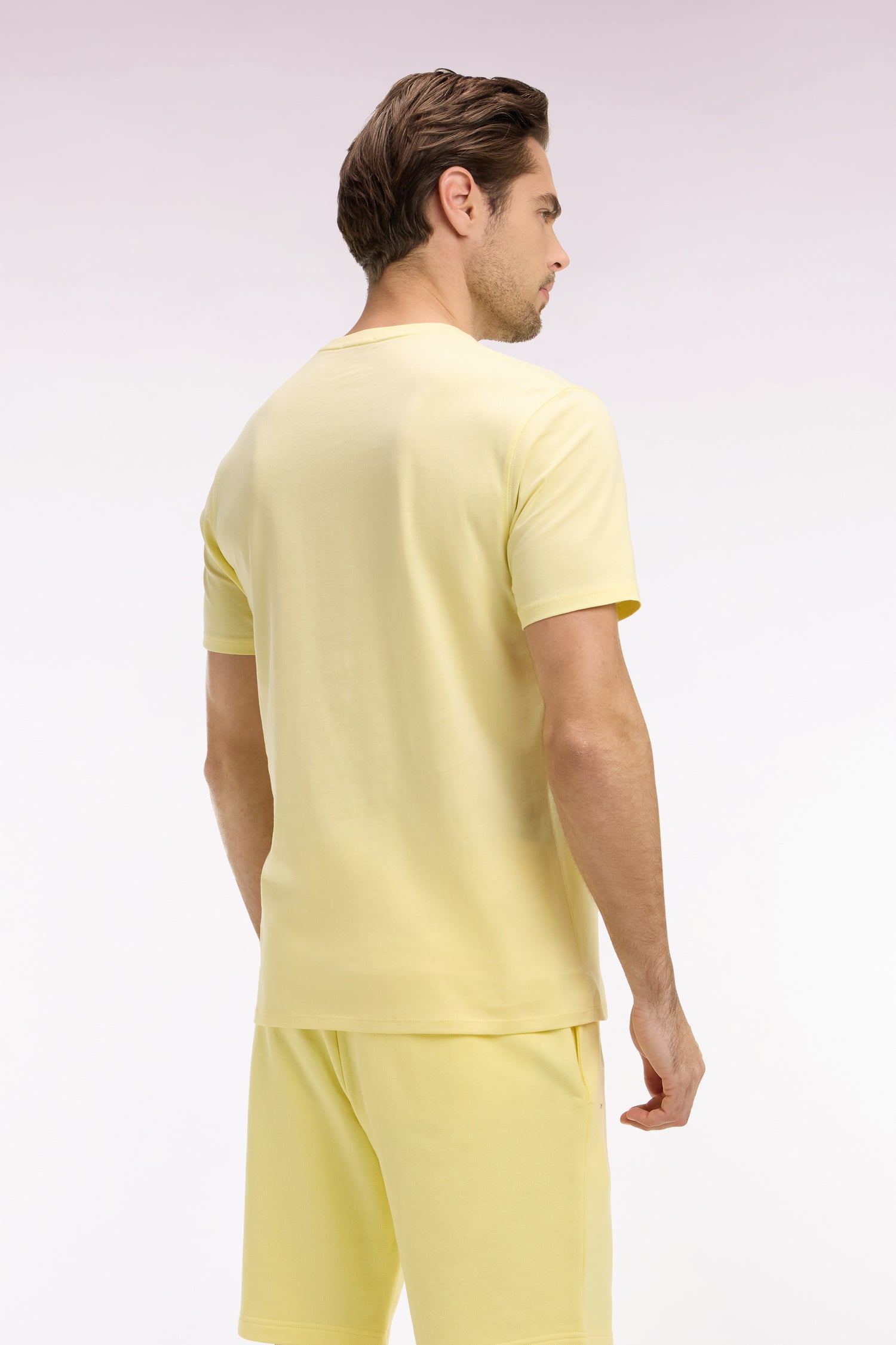 T-shirt à manches courtes en coton Pima jaune clair coupe regular