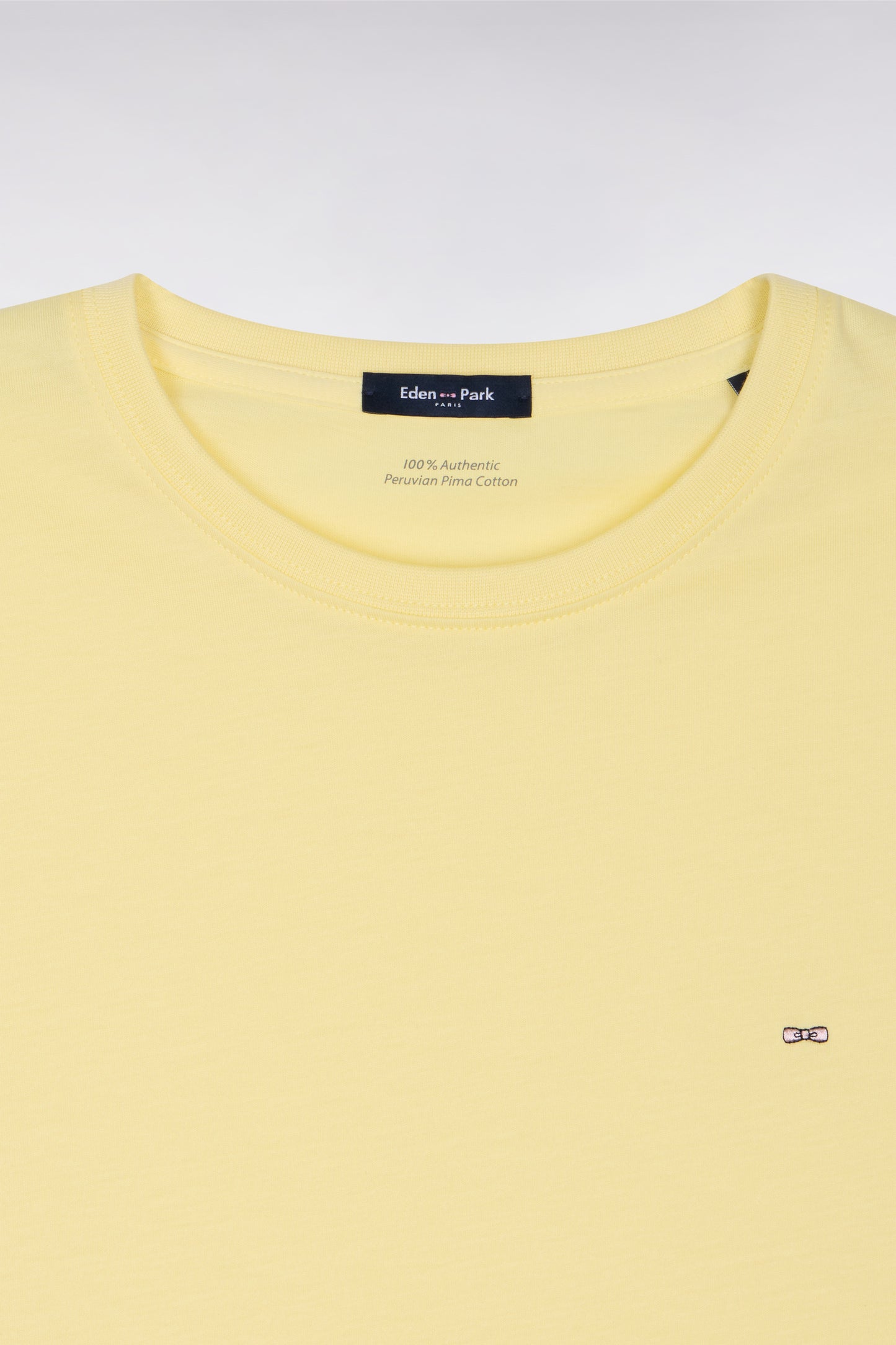 T-shirt à manches courtes en coton Pima jaune clair coupe regular
