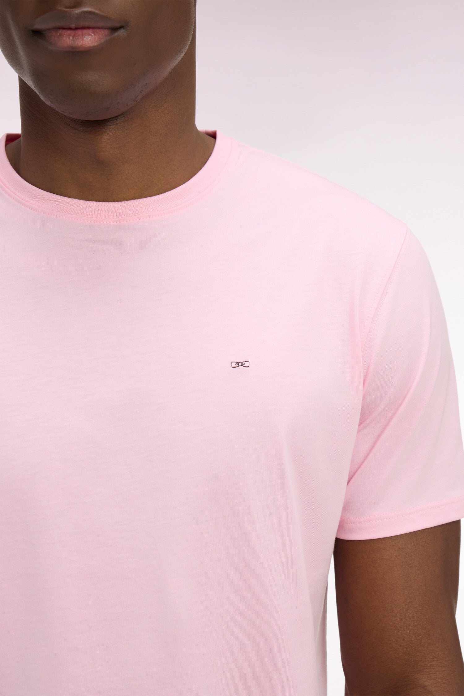 T-shirt à manches courtes en coton Pima rose coupe regular