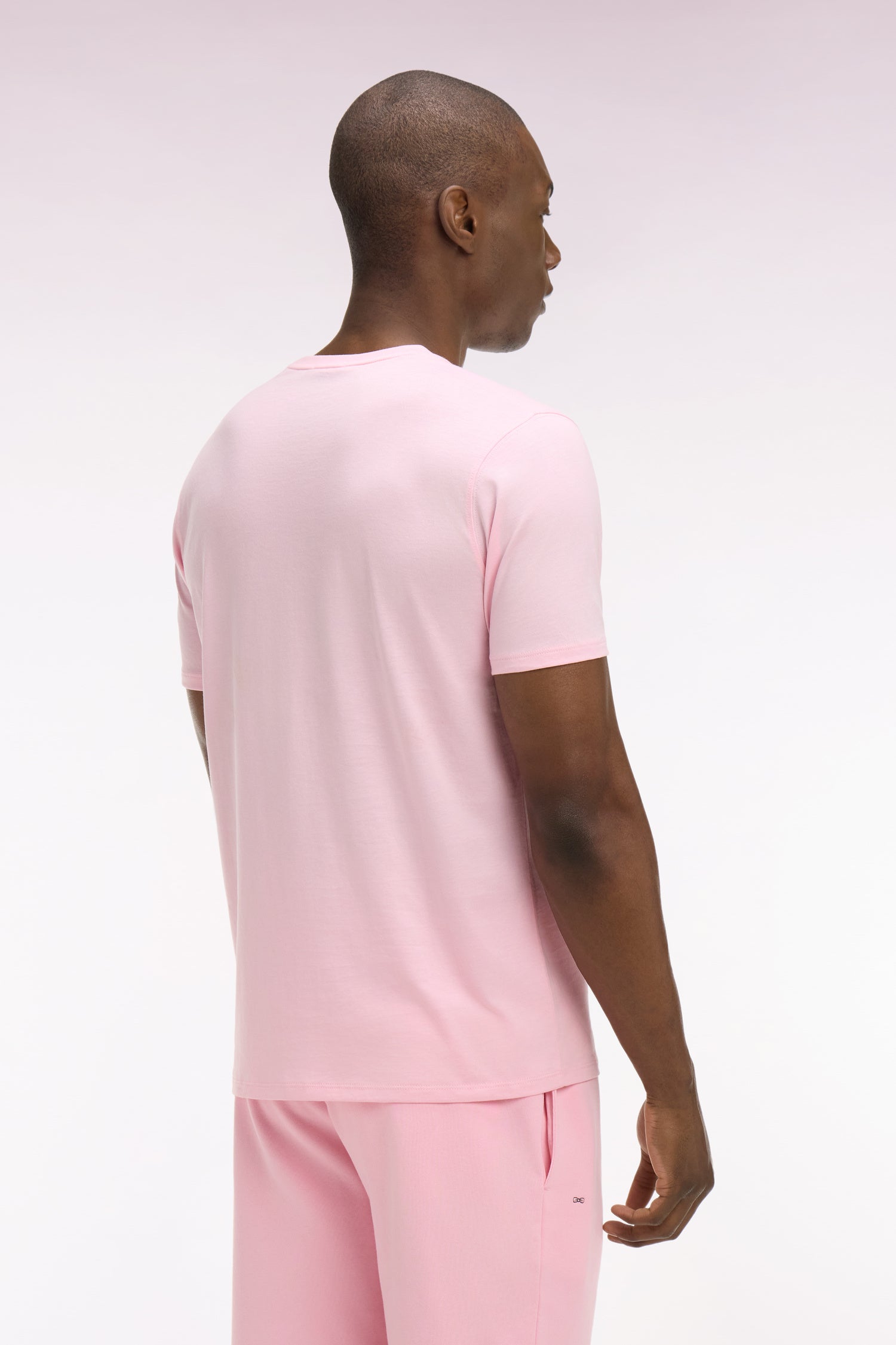 T-shirt à manches courtes en coton Pima rose coupe regular