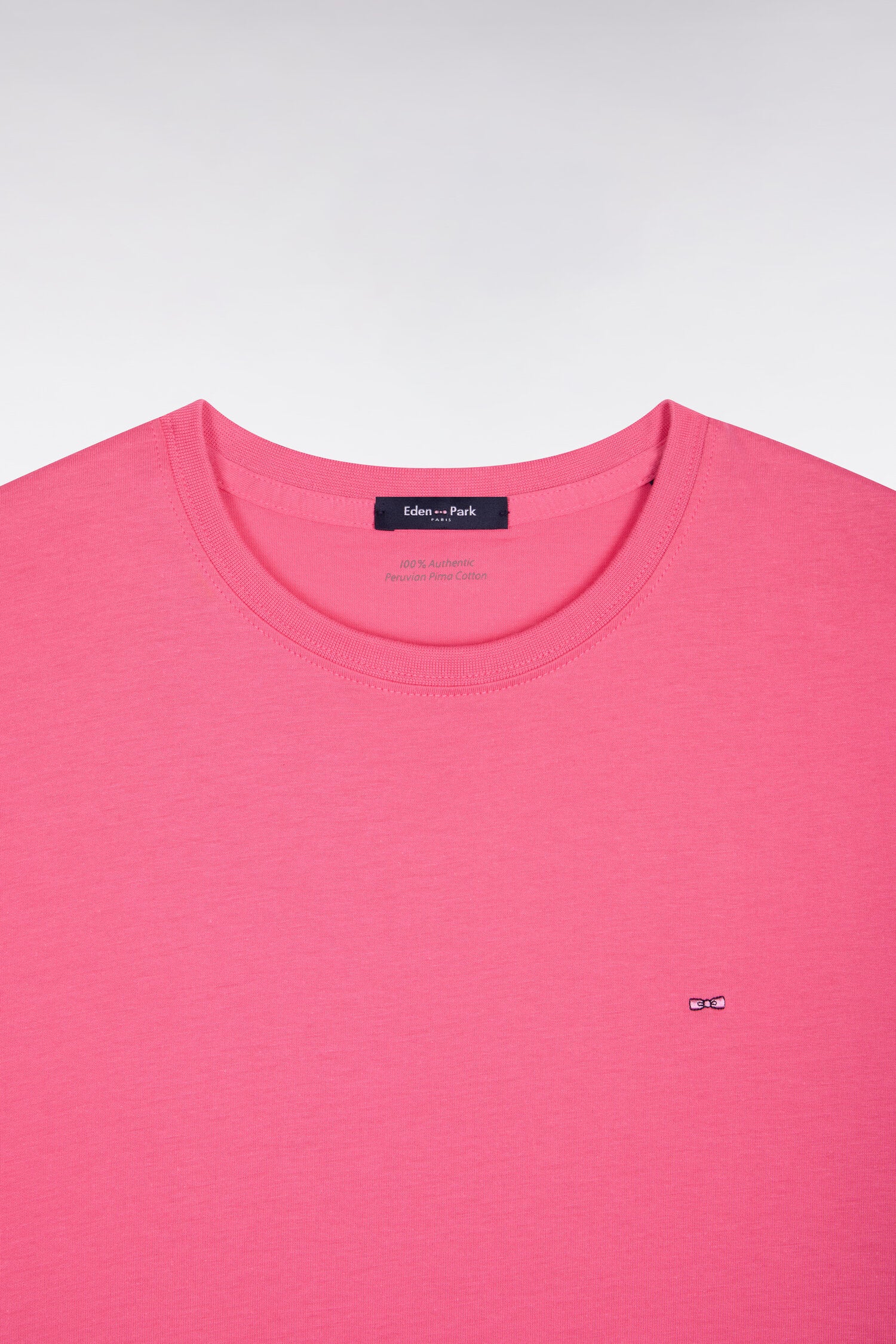 T-shirt à manches courtes en coton Pima fuchsia coupe regular