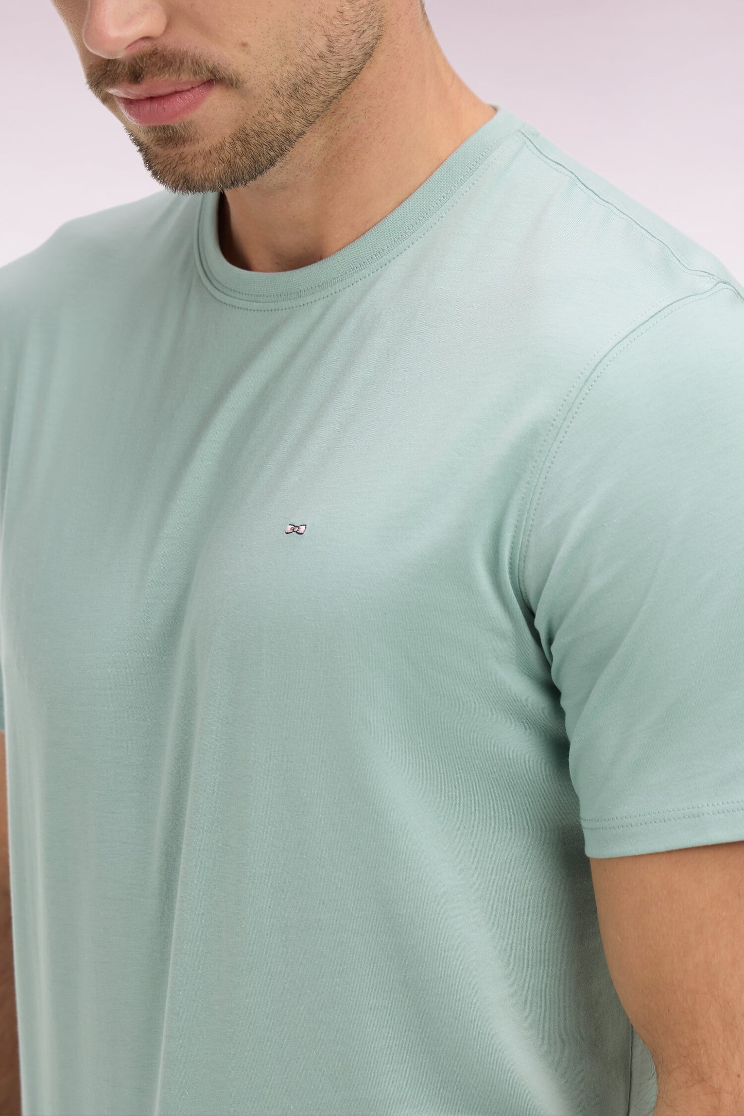 T-shirt à manches courtes en coton Pima vert d'eau coupe regular