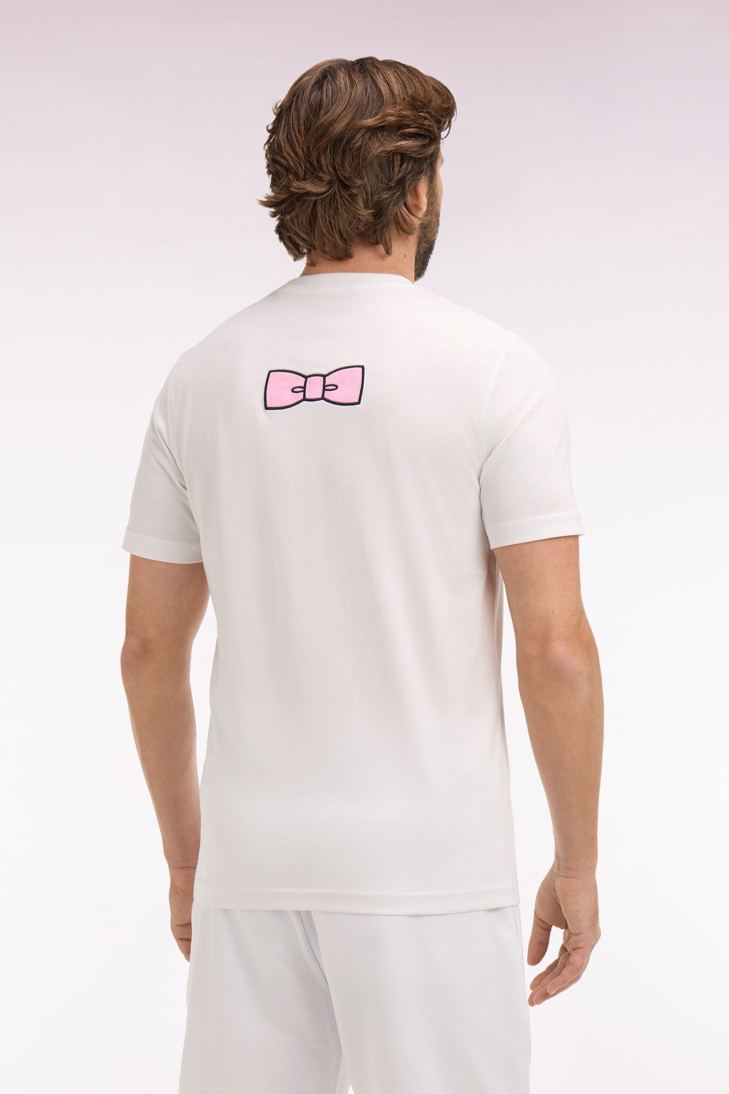 T-shirt à manches courtes en coton Pima blanc brodé coupe regular