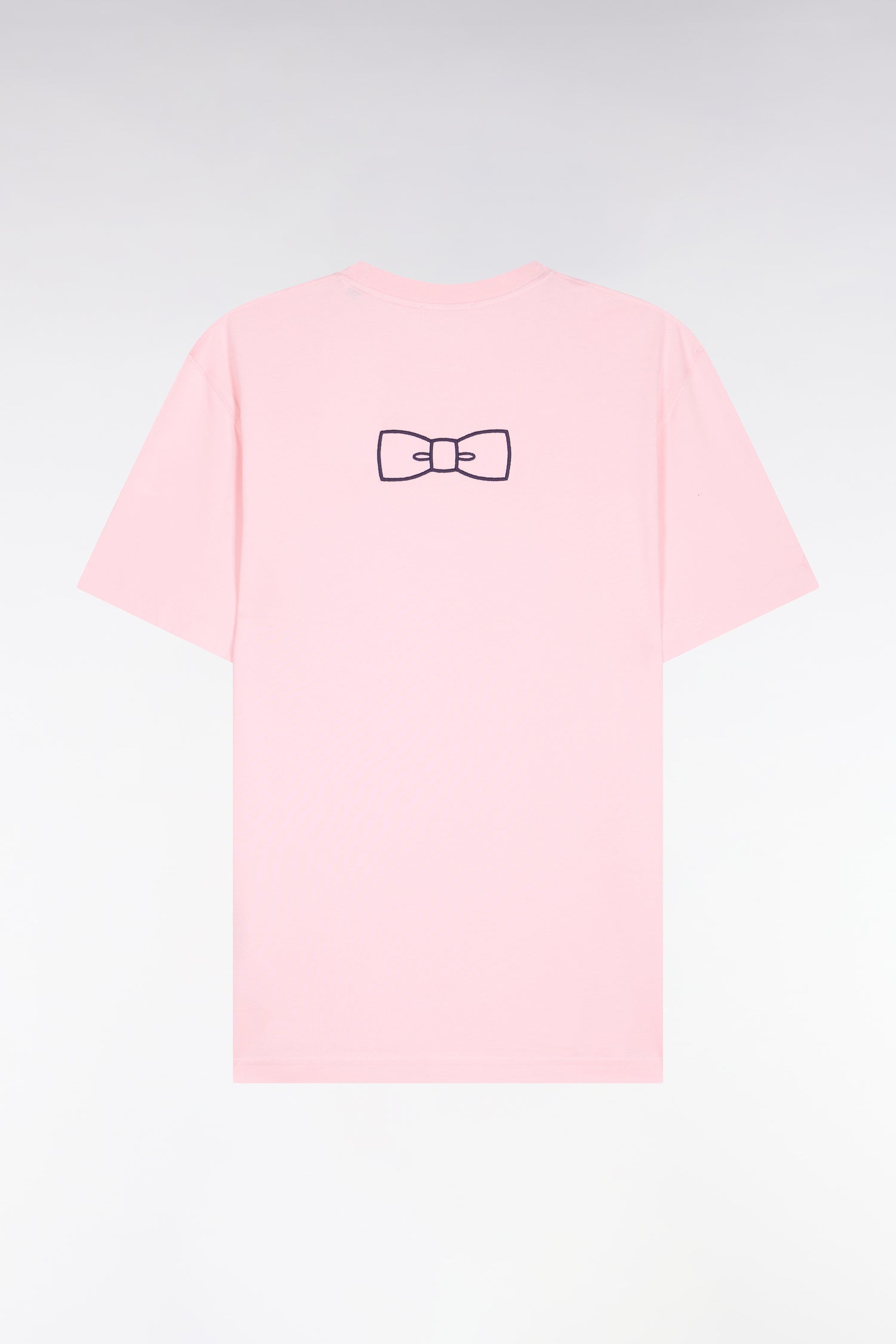 T-shirt à manches courtes en coton Pima rose brodé coupe regular