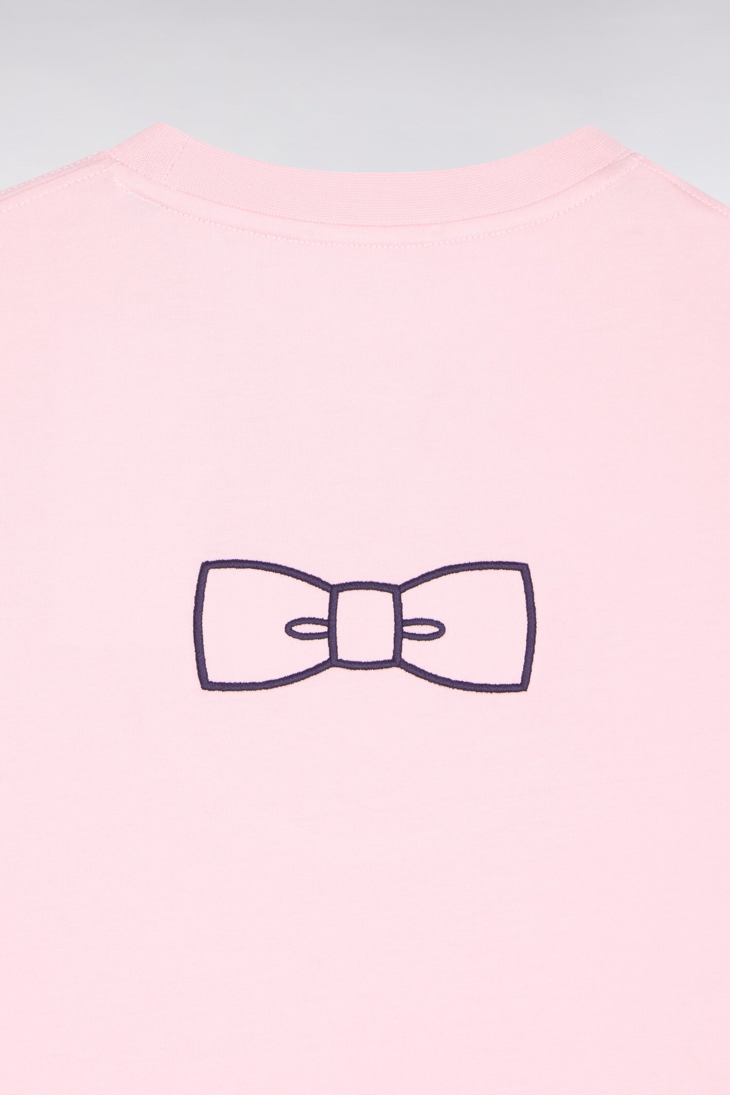 T-shirt à manches courtes en coton Pima rose brodé coupe regular
