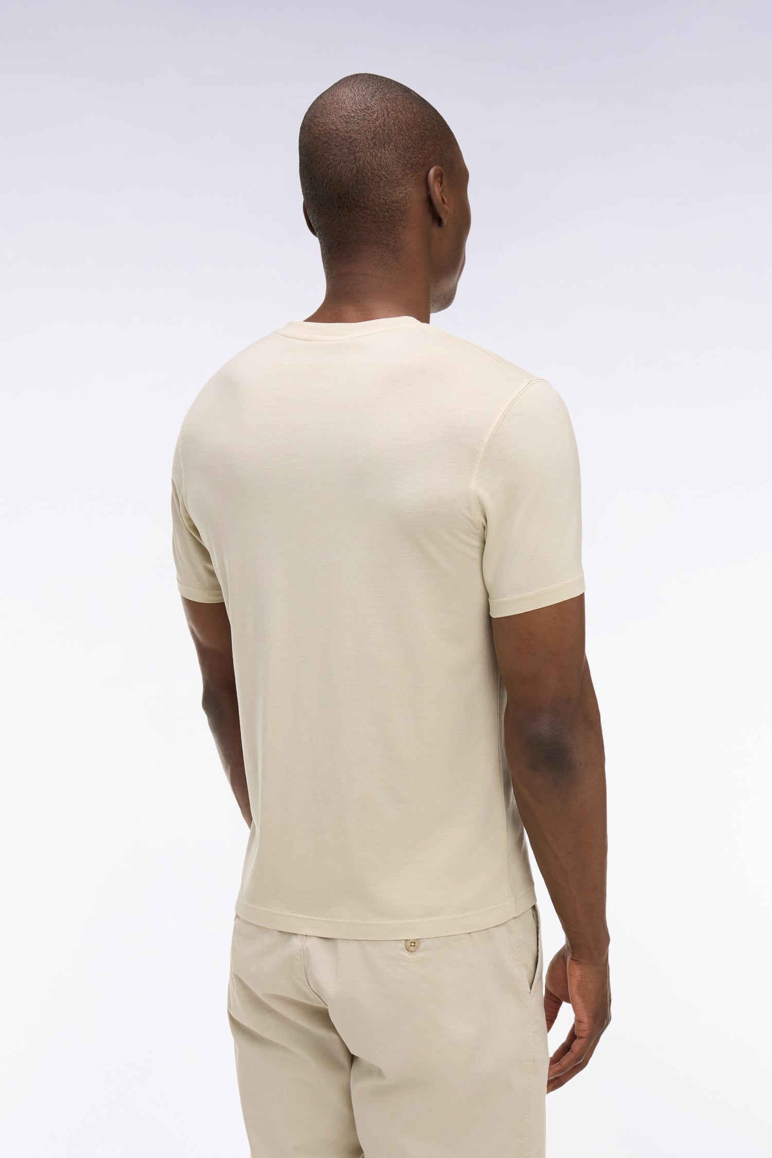 camiseta de manga corta en lyocell y algodón beige corte Regular
