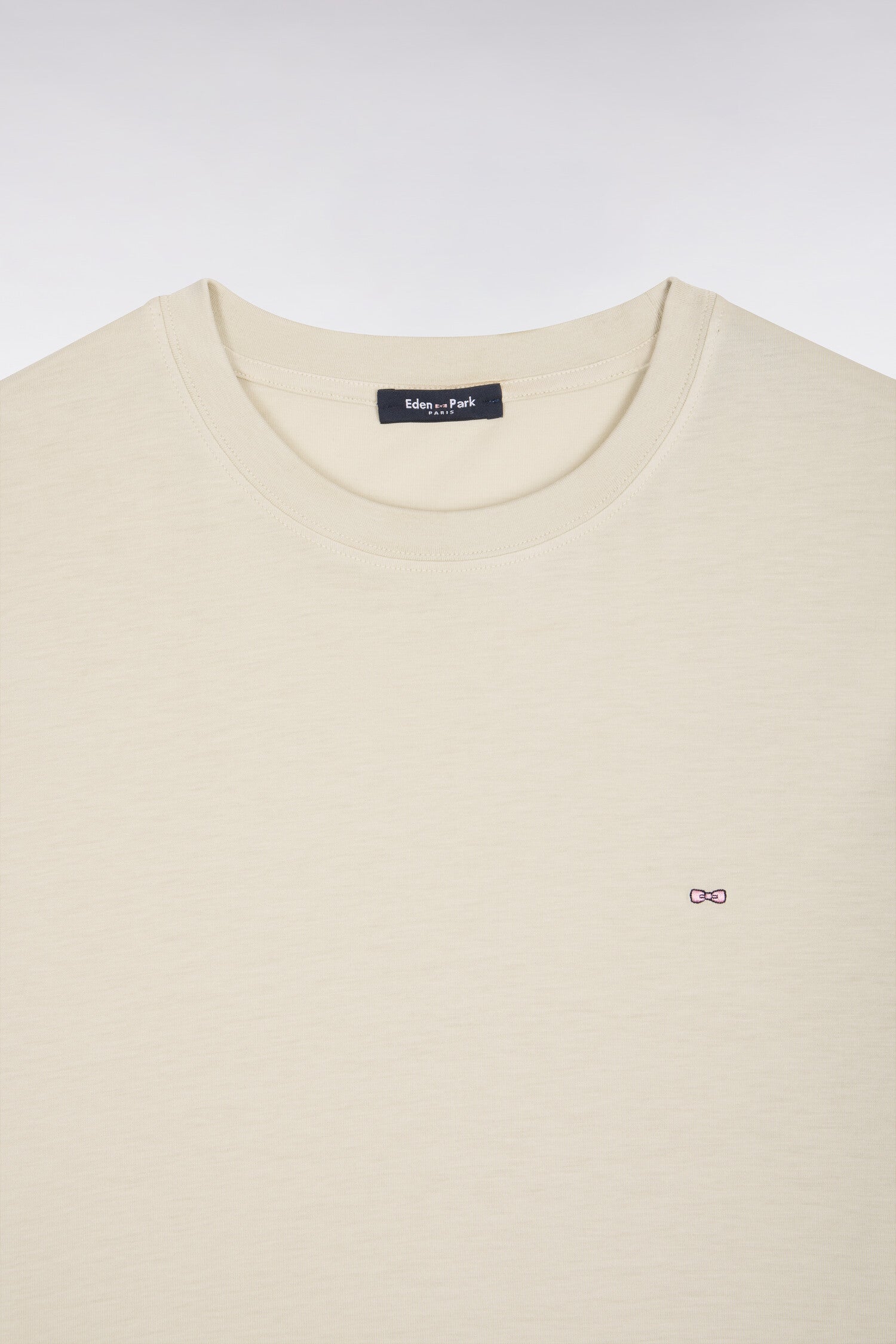 camiseta de manga corta en lyocell y algodón beige corte Regular