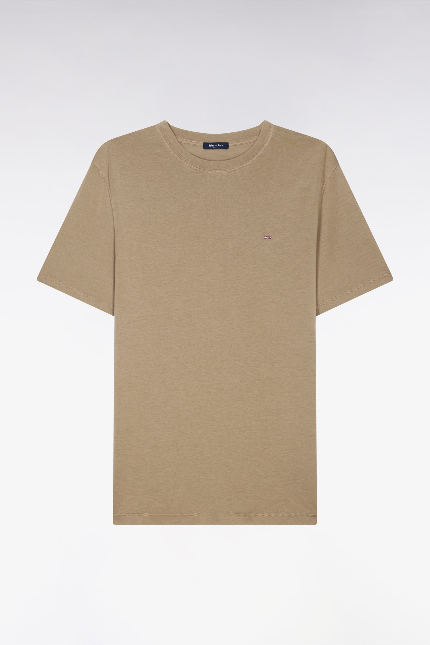T-shirt à manches courtes en lyocell et coton marron coupe regular