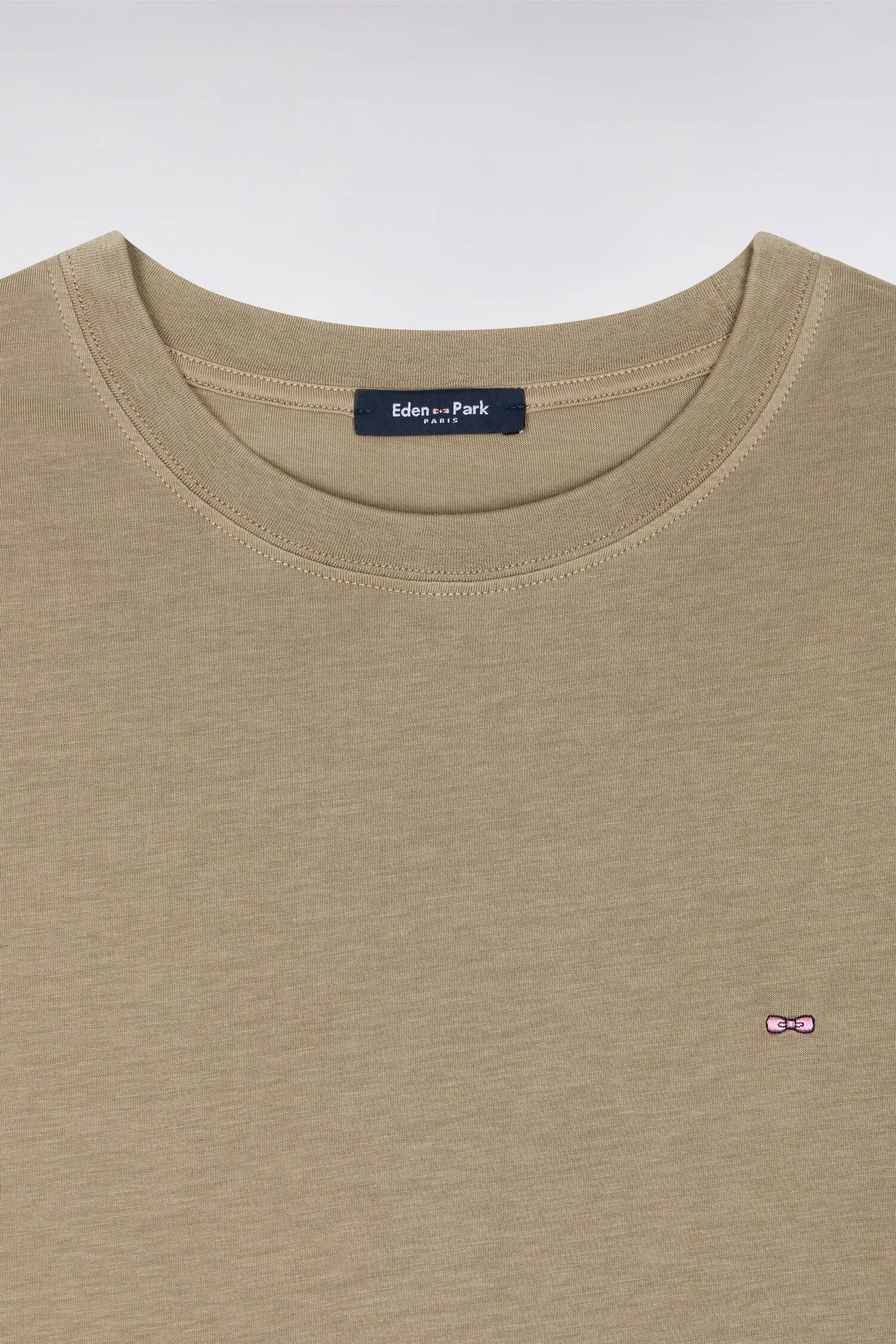 T-shirt à manches courtes en lyocell et coton marron coupe regular
