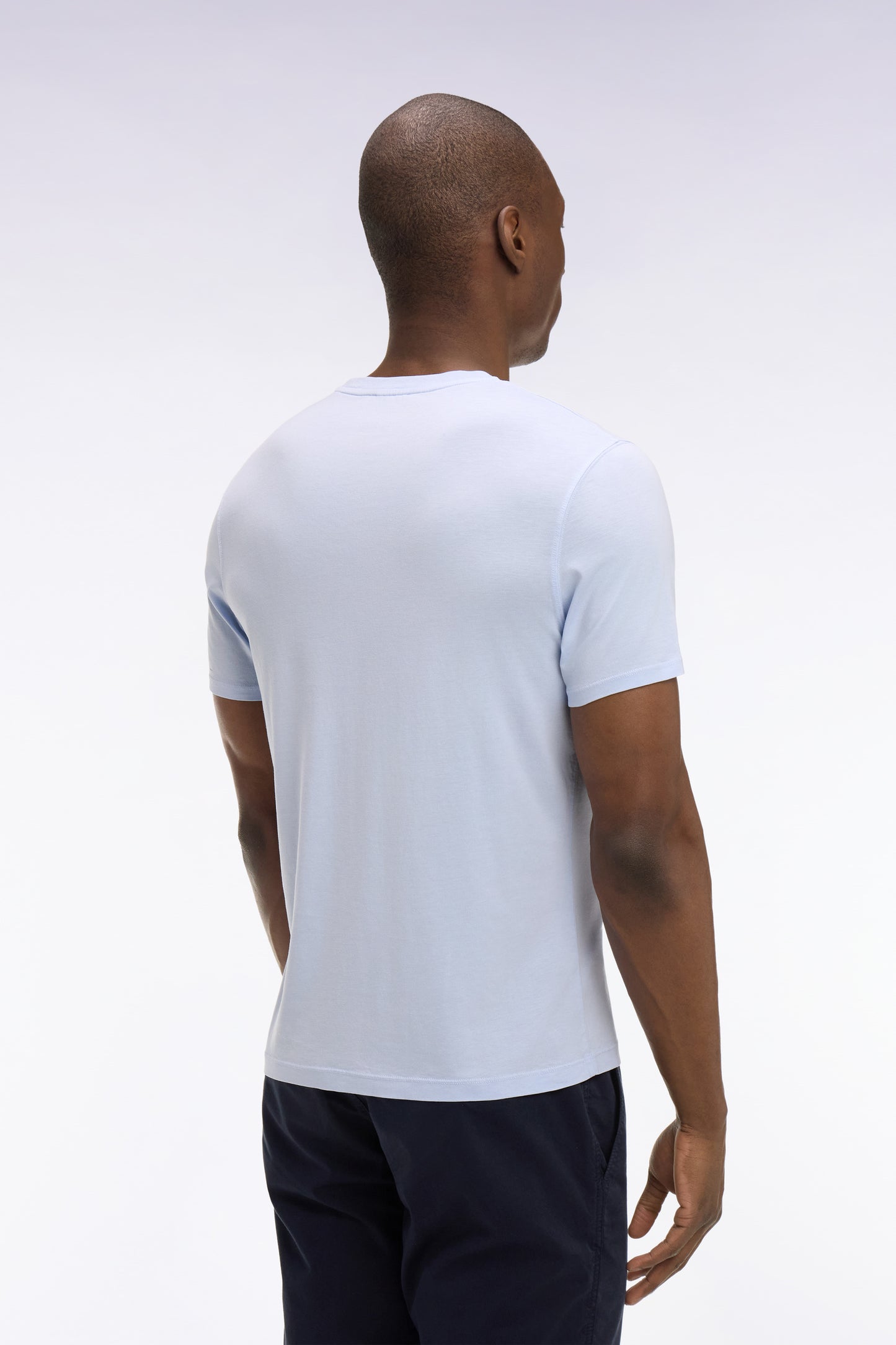 Light gray short-sleeved lyocell and cotton T-shirt, regular fit