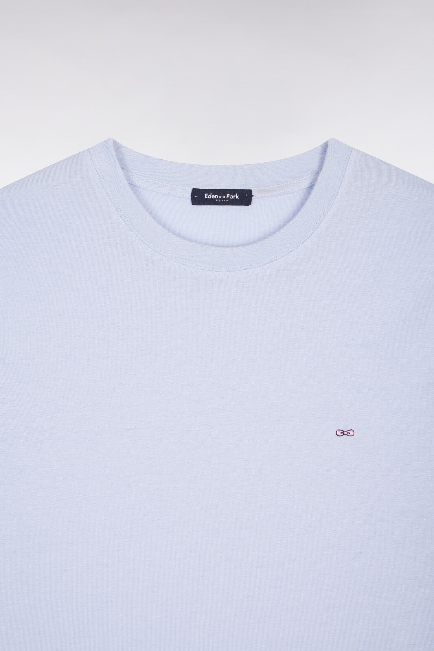 T-shirt à manches courtes en lyocell et coton bleu clair coupe regular