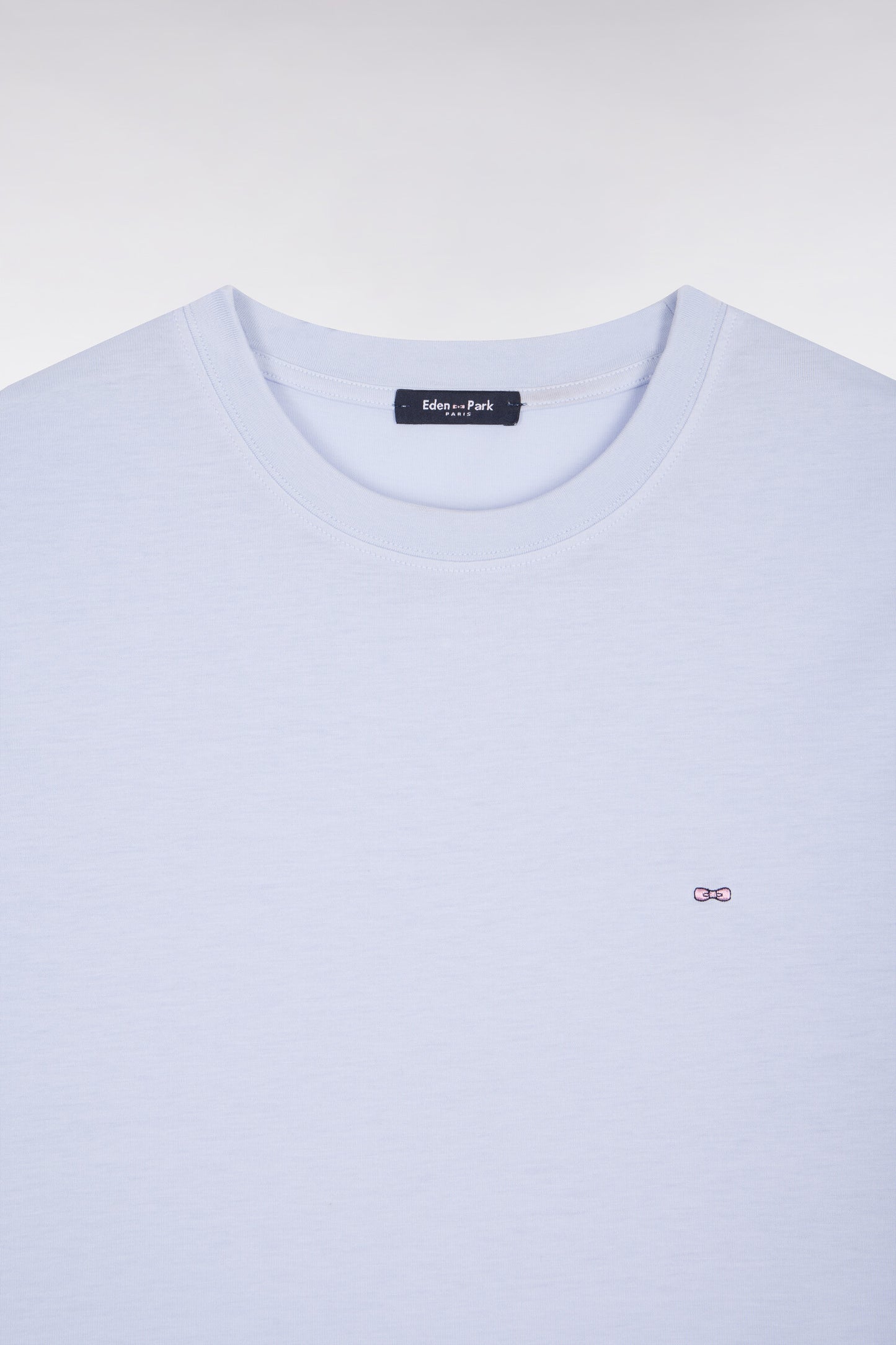 Light gray short-sleeved lyocell and cotton T-shirt, regular fit