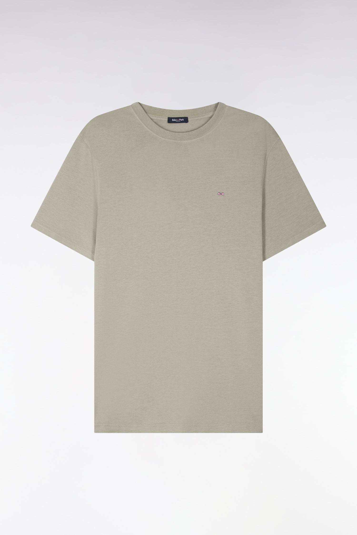 T-shirt à manches courtes en lyocell et coton kaki clair coupe regular