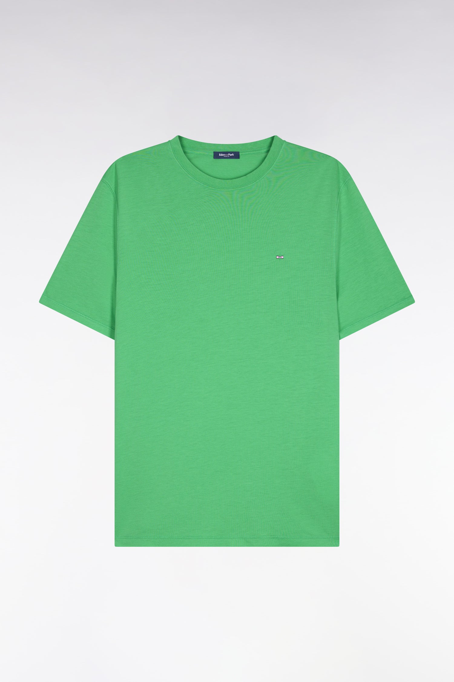 T-shirt à manches courtes en lyocell et coton vert gazon coupe regular