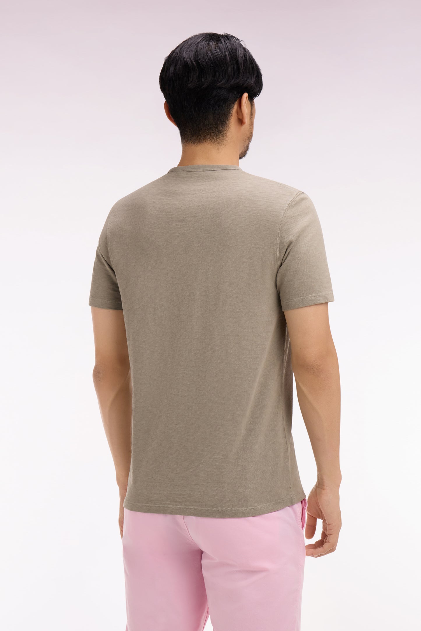 T-shirt à manches courtes en jersey de coton slub kaki coupe regular