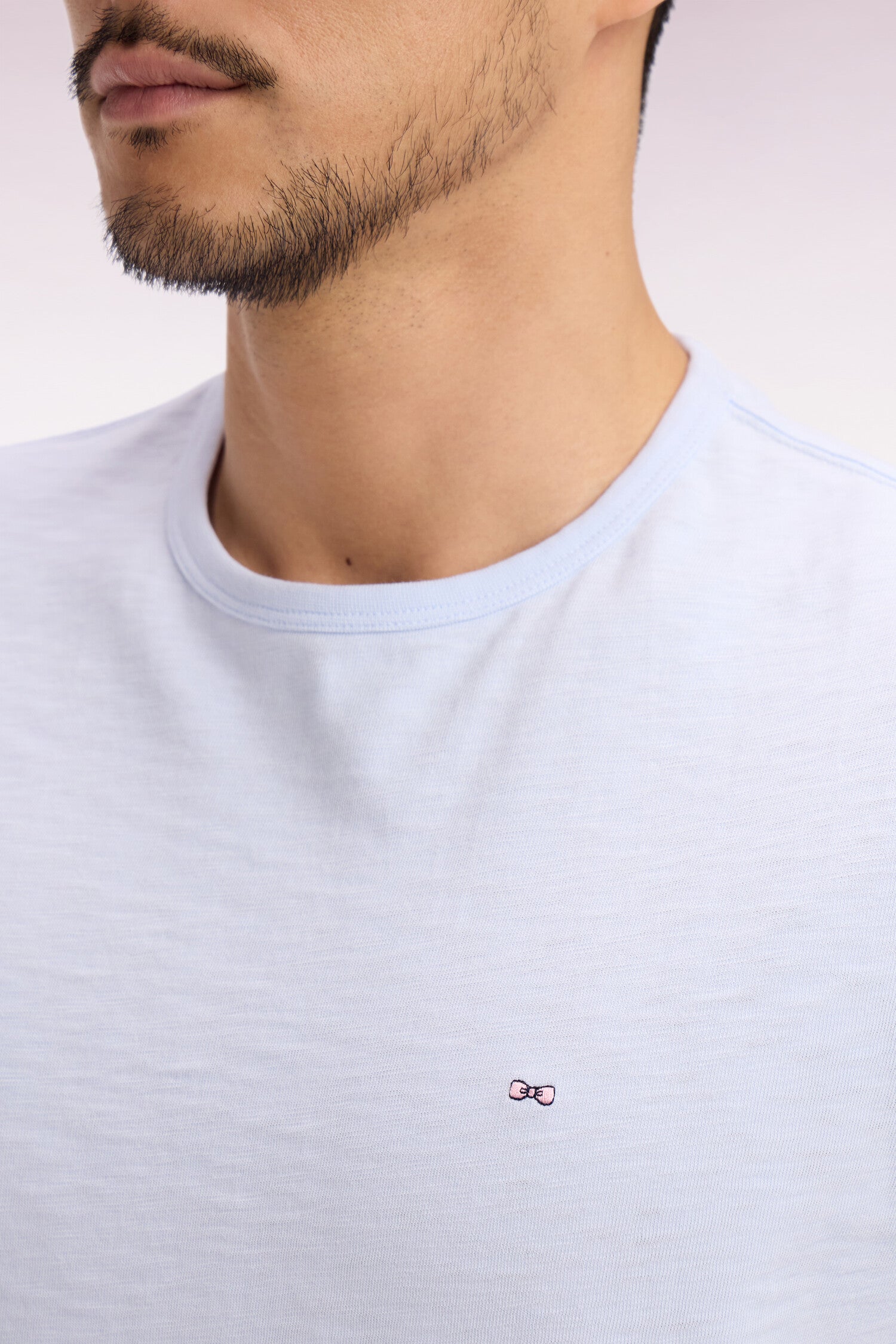 T-shirt à manches courtes en jersey de coton slub ciel coupe regular