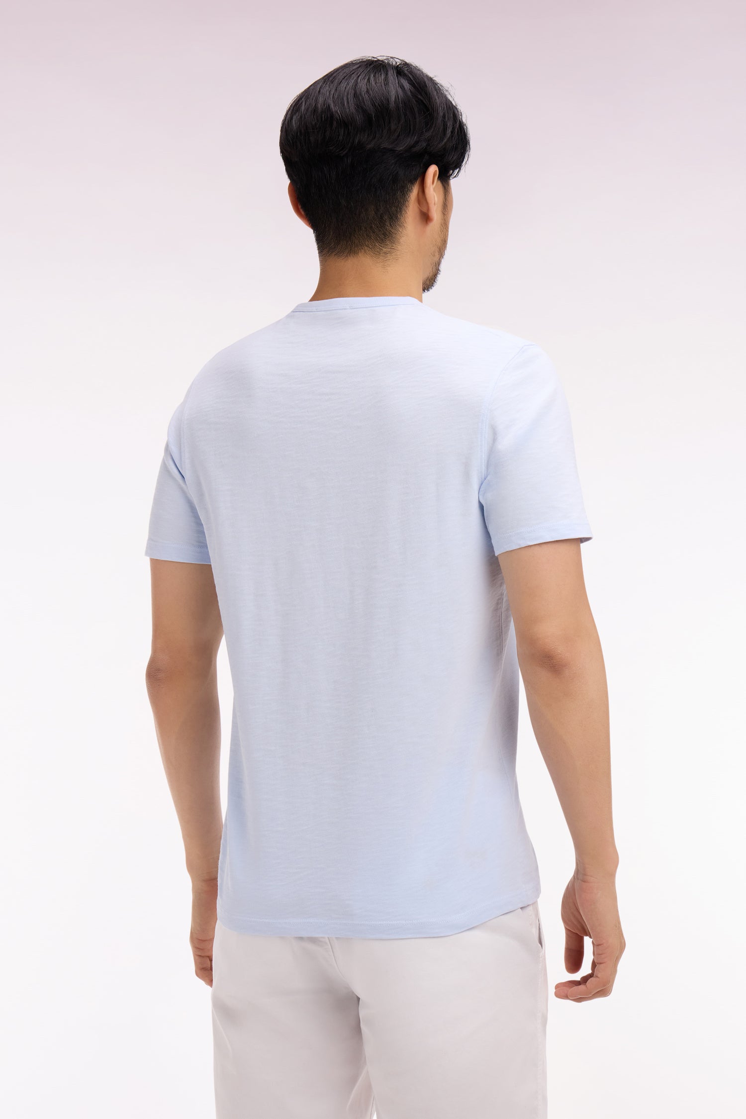 T-shirt à manches courtes en jersey de coton slub ciel coupe regular