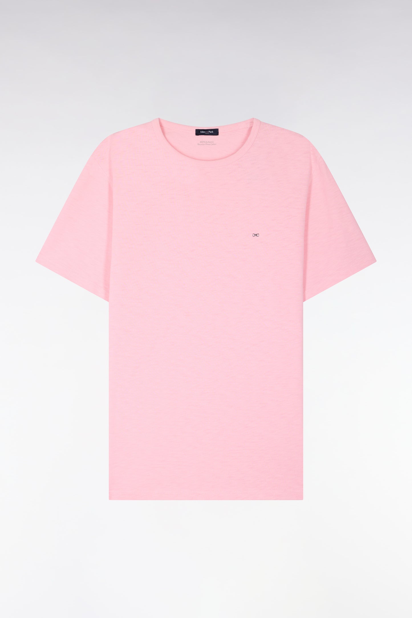 T-shirt à manches courtes en jersey de coton slub rose coupe regular