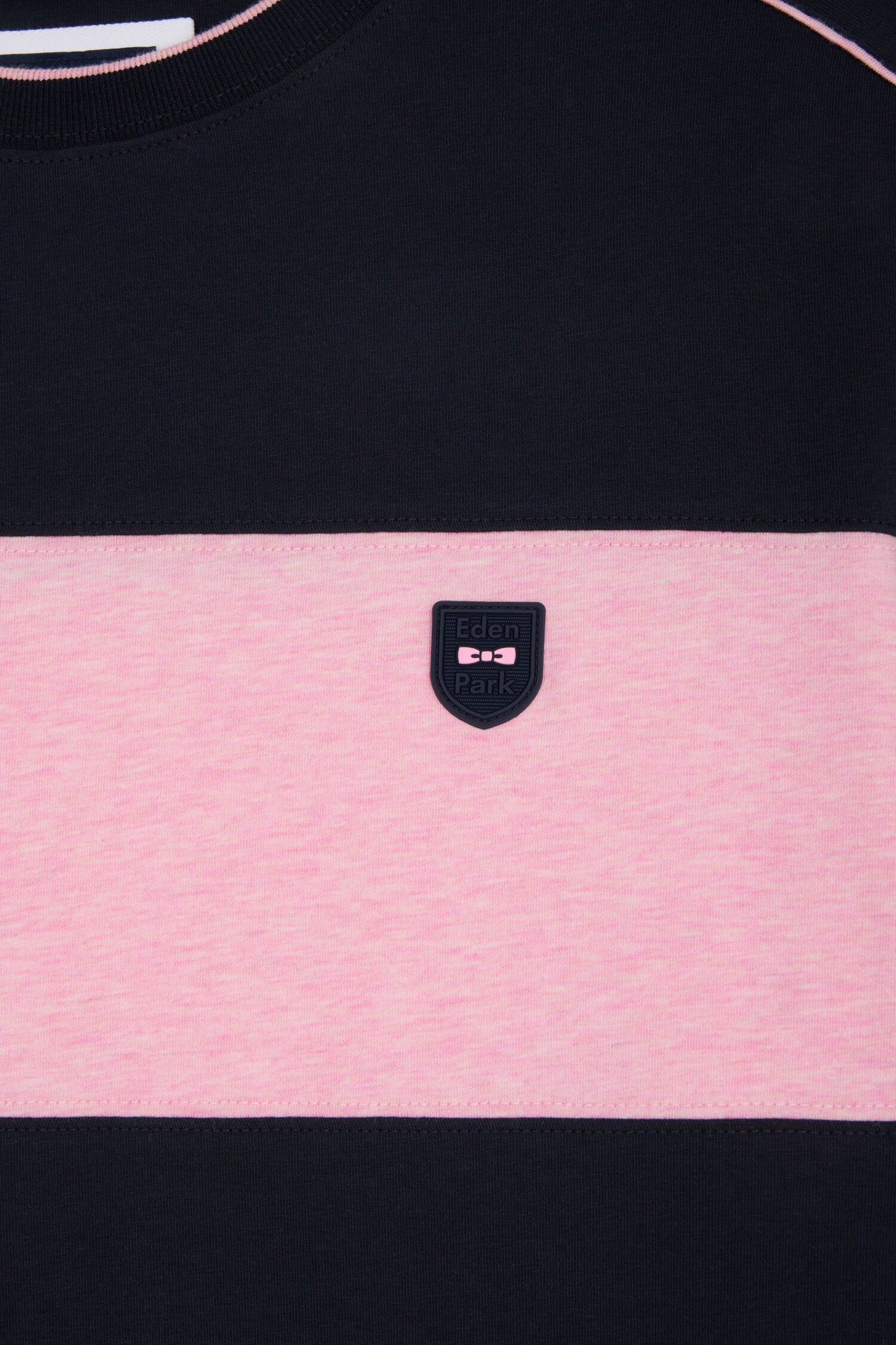 Short-sleeved slim-fit cut-out navy stretch cotton T-shirt