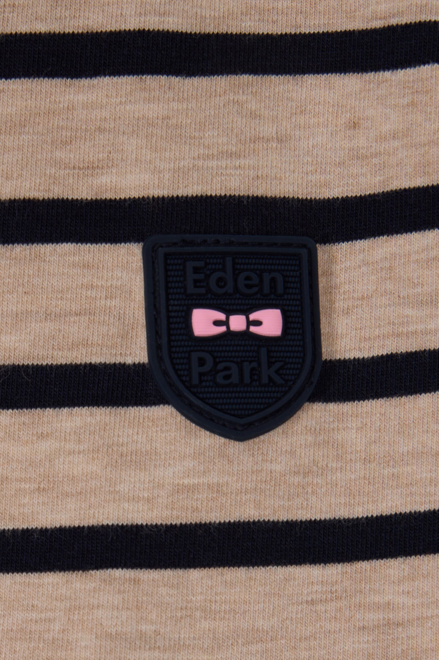 Short-sleeved slim-fit beige striped stretch cotton T-shirt