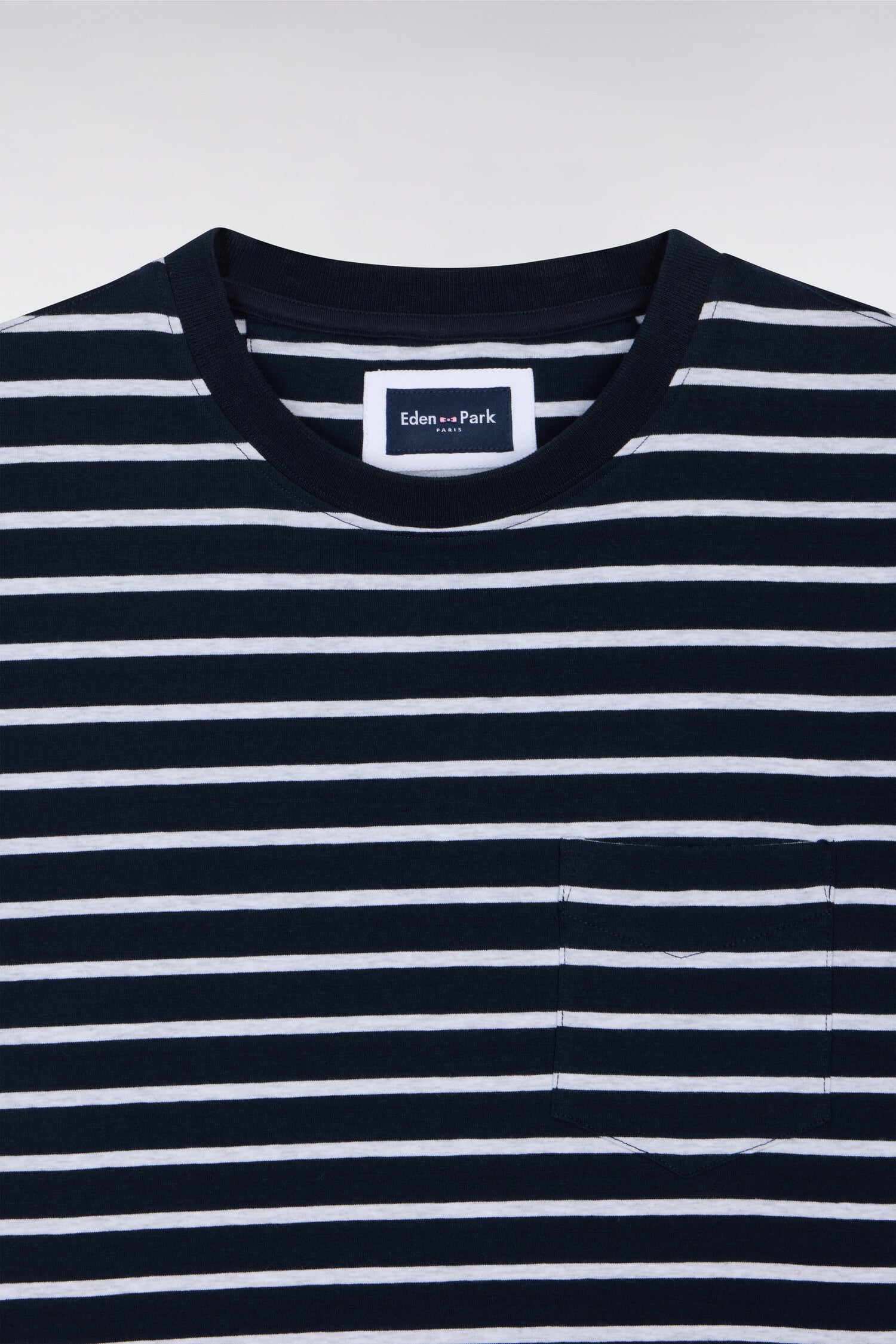 T-shirt à manches courtes en coton stretch rayé gris clair coupe slim