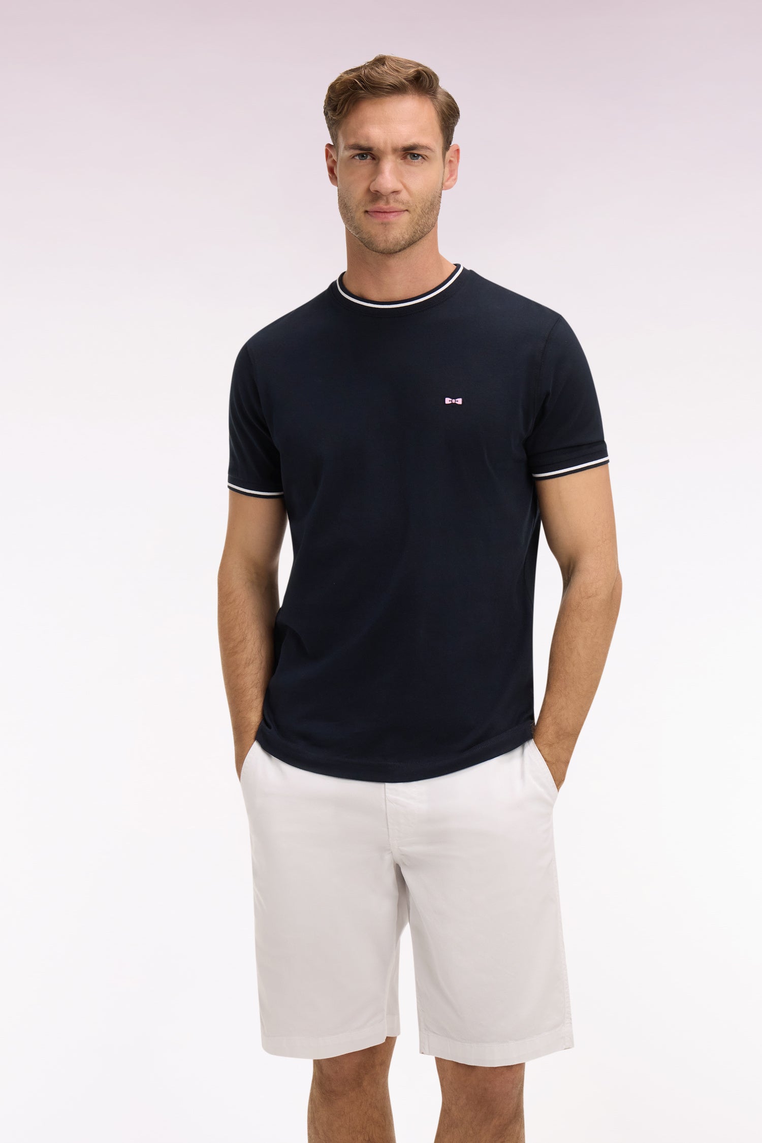 T-shirt à manches courtes en coton marine