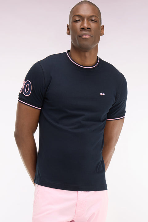 T-shirt à manches courtes en coton marine - Image 1