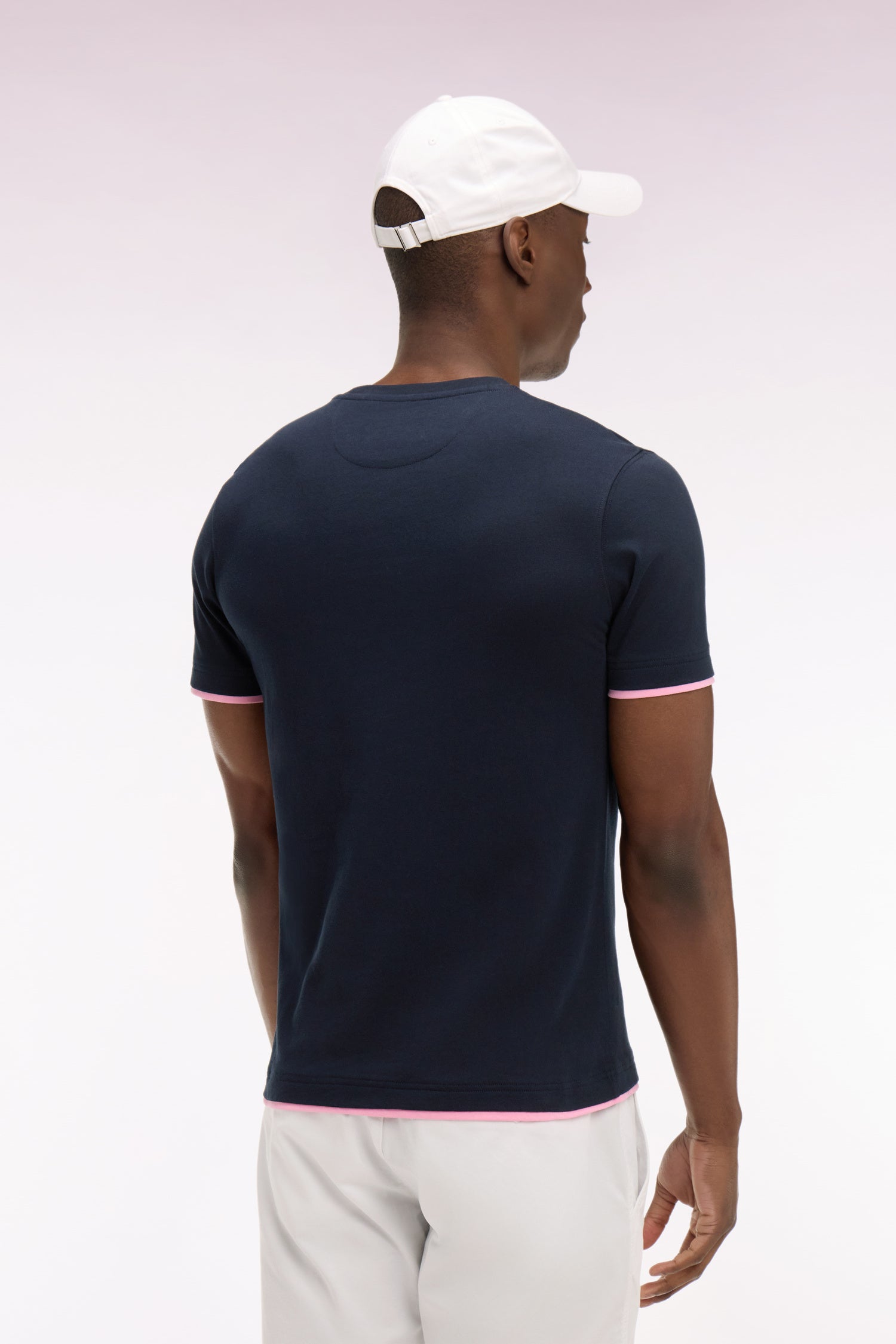 T-shirt à manches courtes en coton marine broderie Eden Park coupe regular