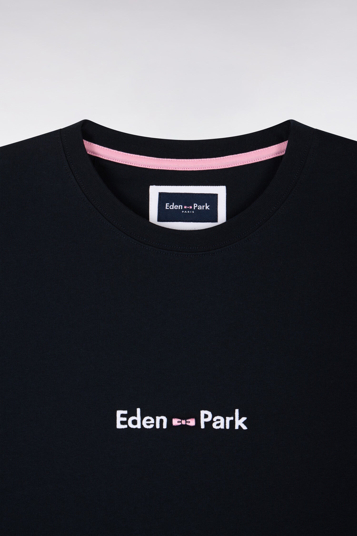 T-shirt à manches courtes en coton marine broderie Eden Park coupe regular