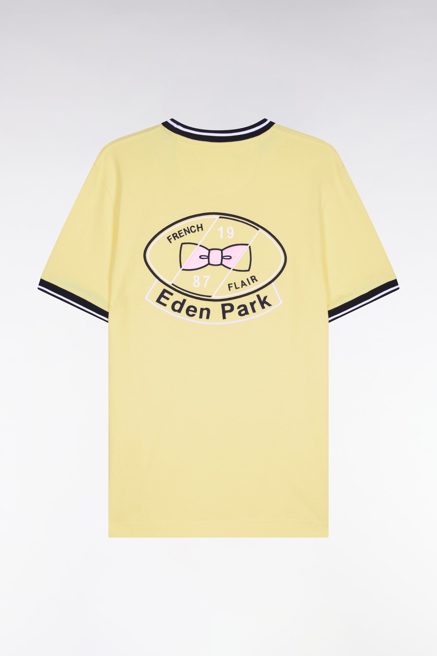 T-shirt à manches courtes en coton jaune brodé coupe regular
