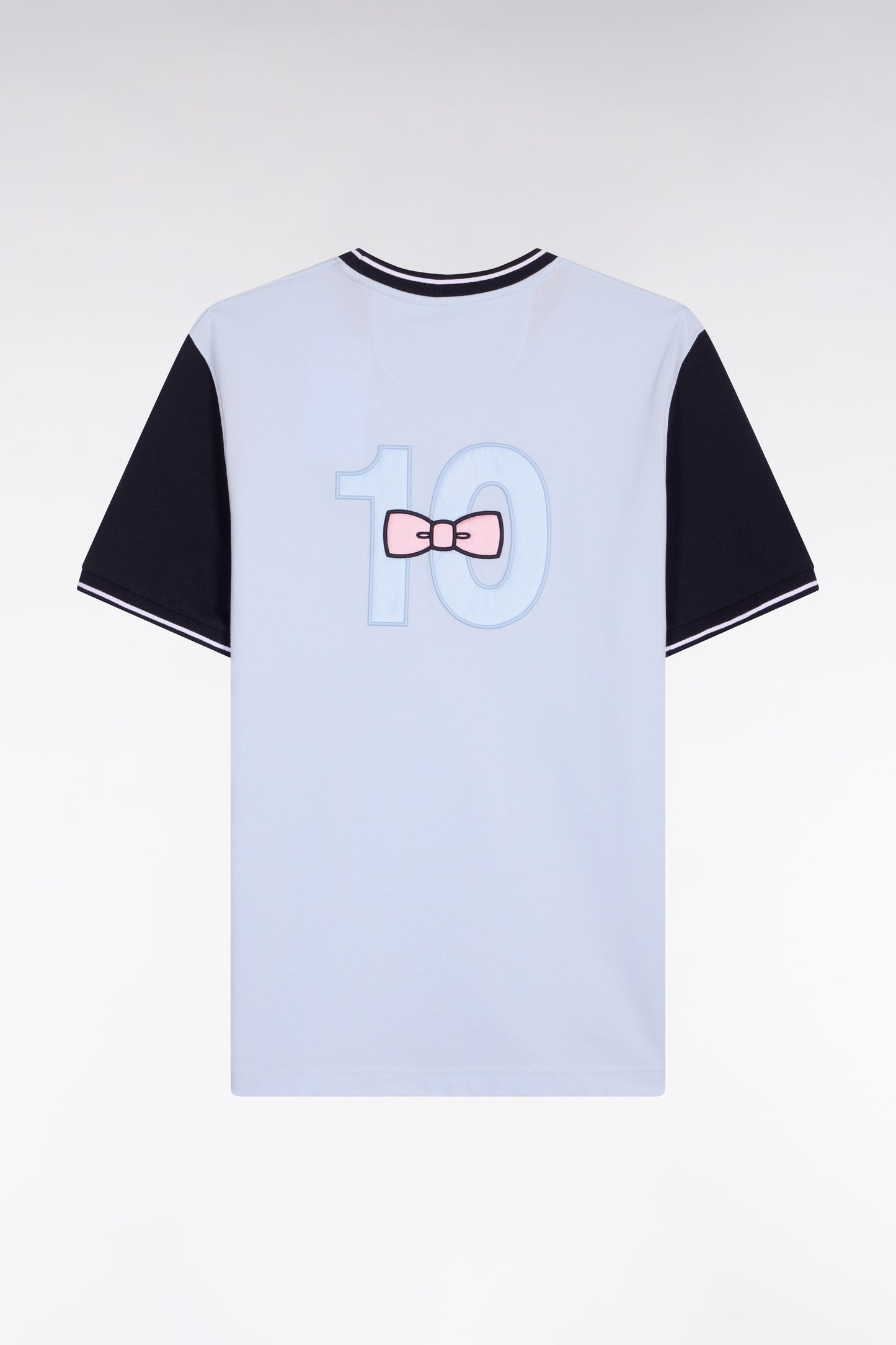 T-shirt à manches courtes en coton ciel bicolore brodé coupe regular