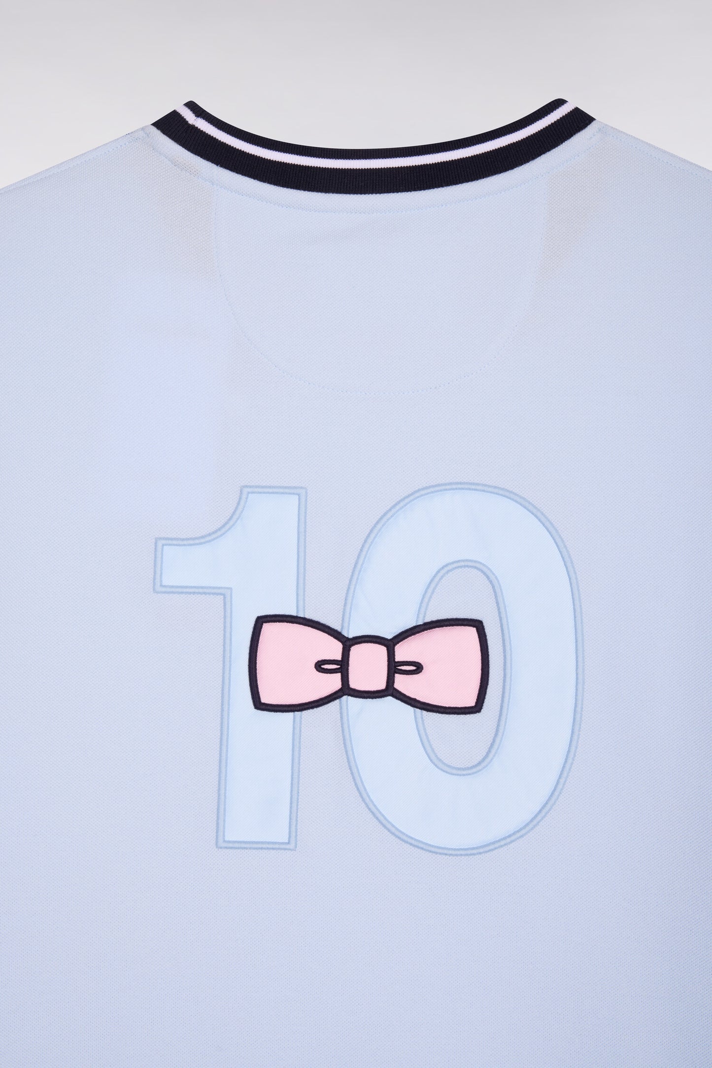 T-shirt à manches courtes en coton ciel bicolore brodé coupe regular