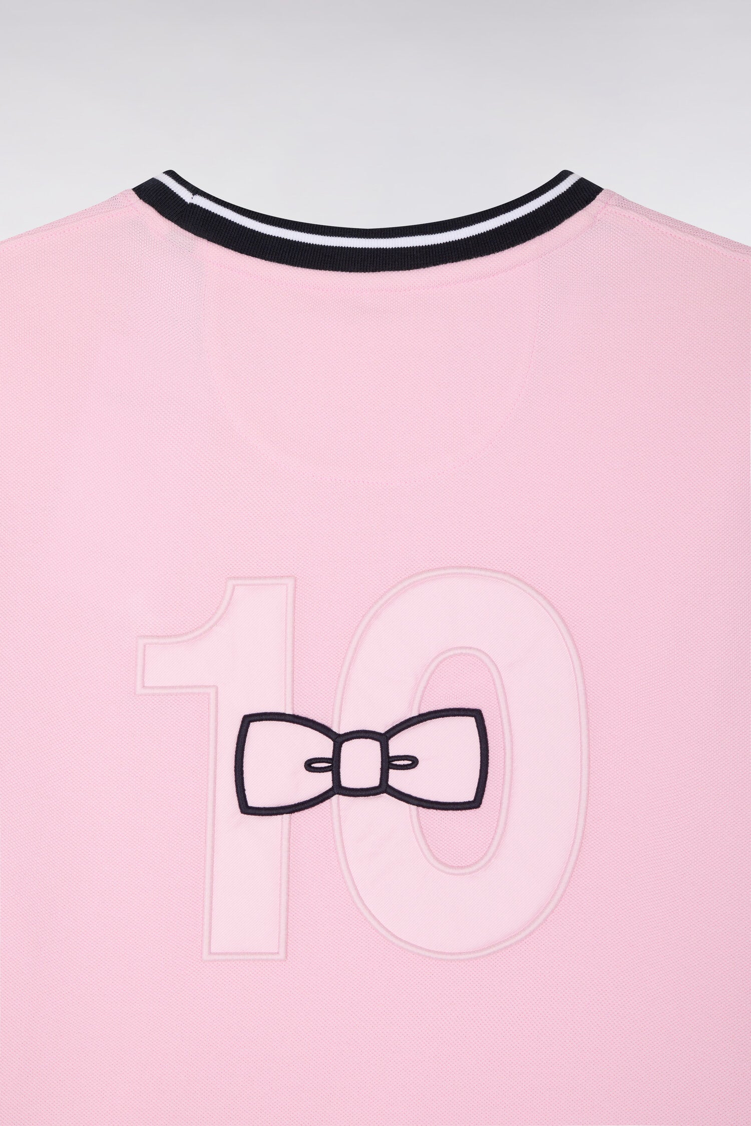 T-shirt à manches courtes en coton rose bicolore brodé coupe regular