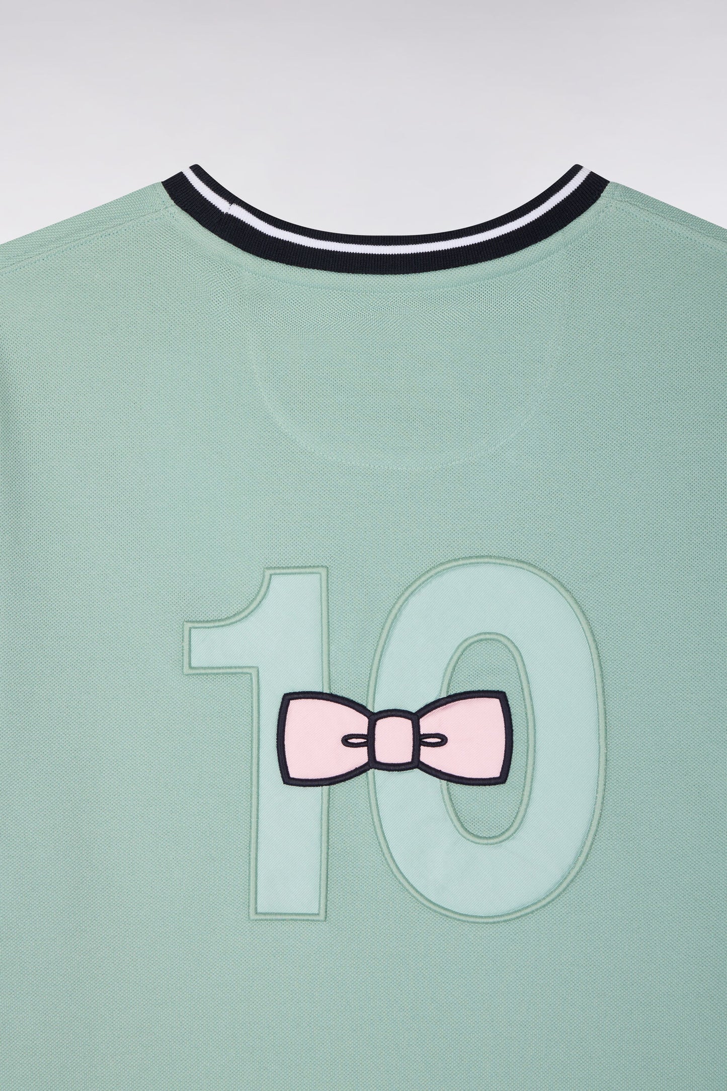 T-shirt à manches courtes en coton vert d'eau brodé coupe regular