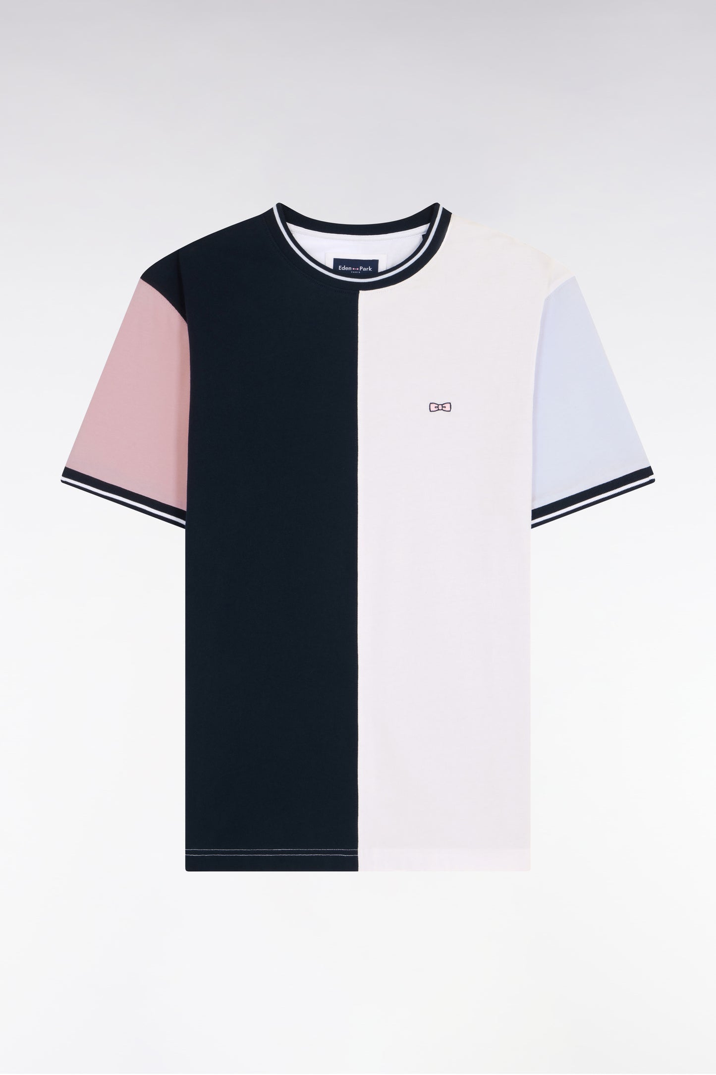 T-shirt à manches courtes en coton colorblock coupe regular