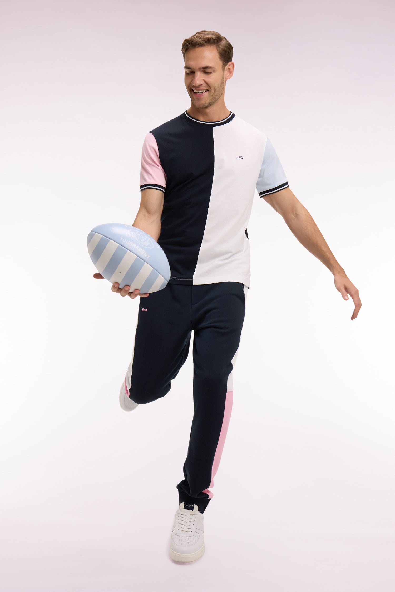 T-shirt à manches courtes en coton colorblock coupe regular