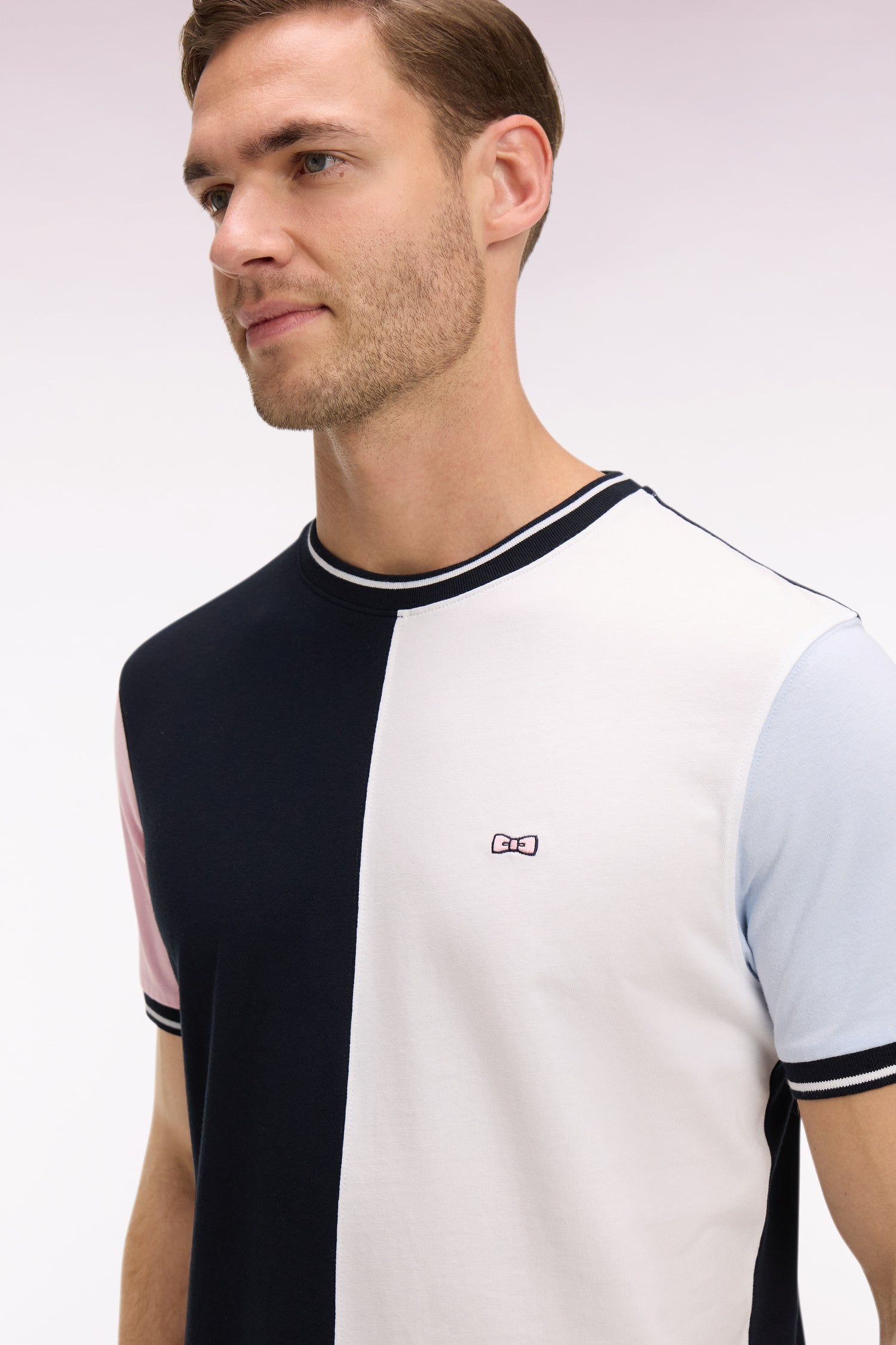 T-shirt à manches courtes en coton colorblock coupe regular