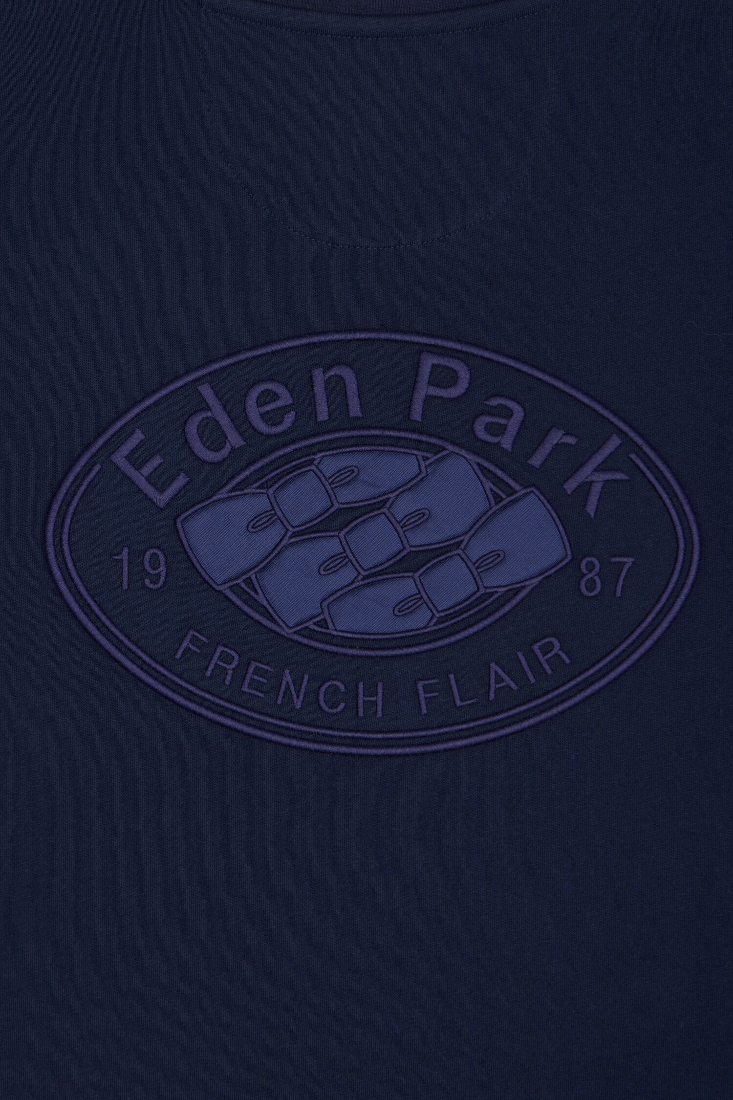 T-shirt à manches courtes en coton tricolore brodé coupe regular