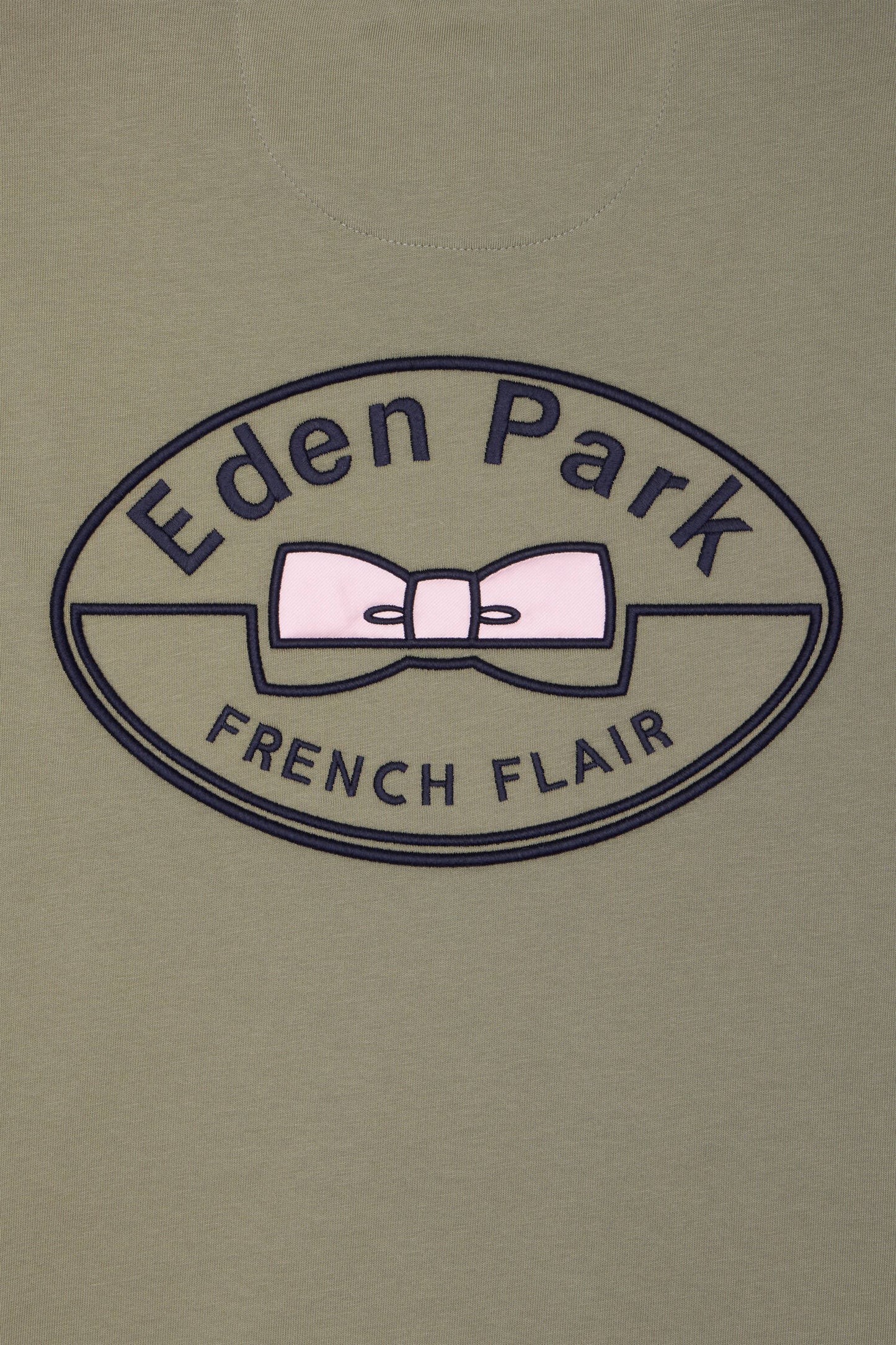 T-shirt à manches courtes en coton kaki brodé coupe regular