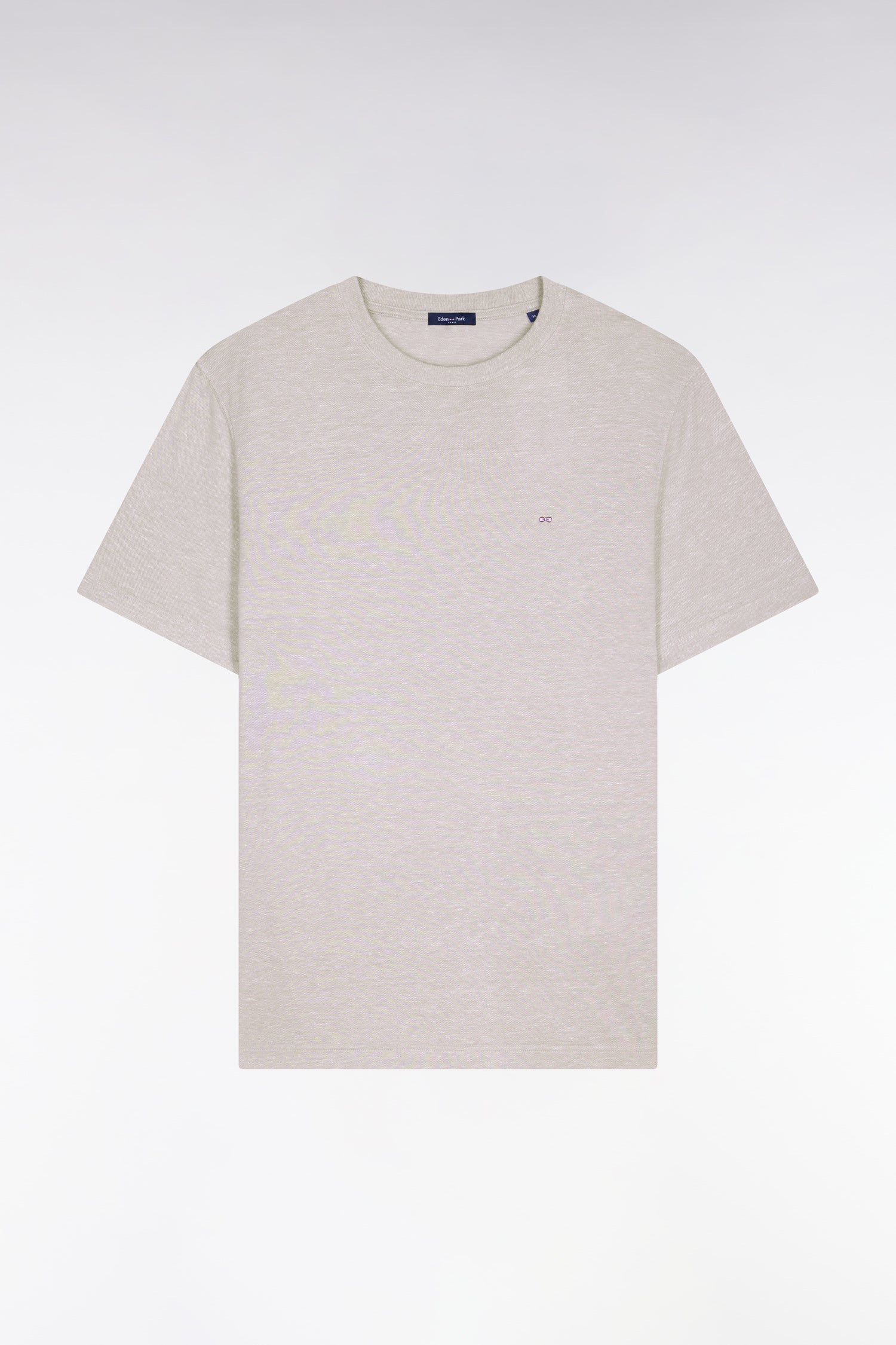 T-shirt à manches courtes en coton et lin gris coupe regular