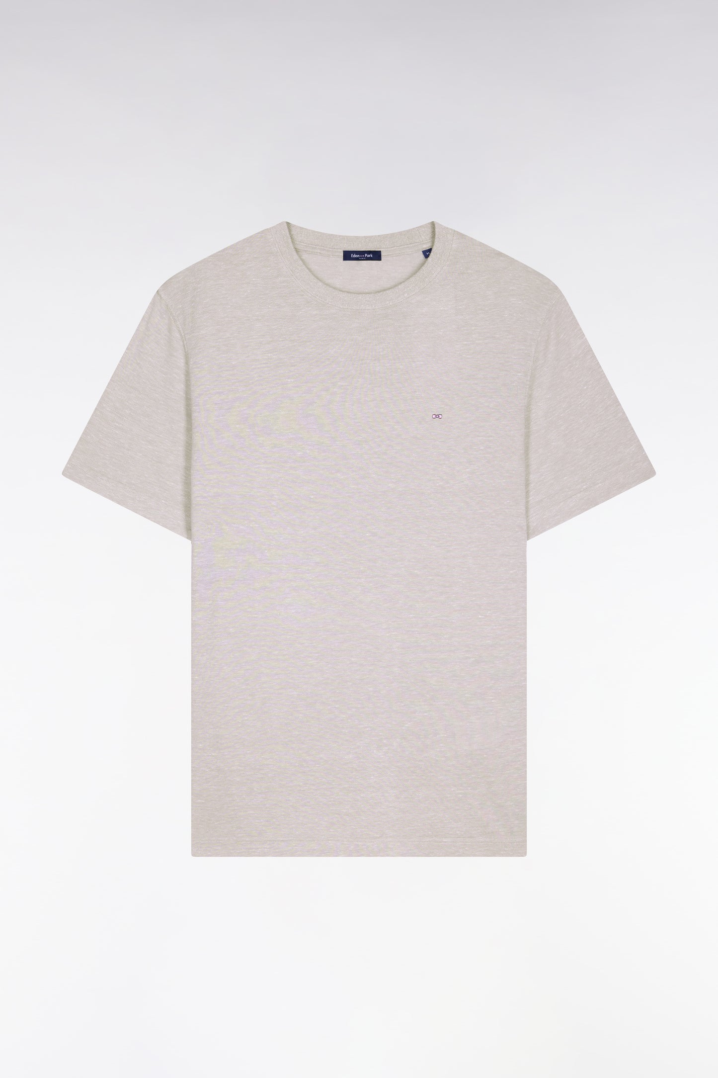 T-shirt à manches courtes en coton et lin gris coupe regular