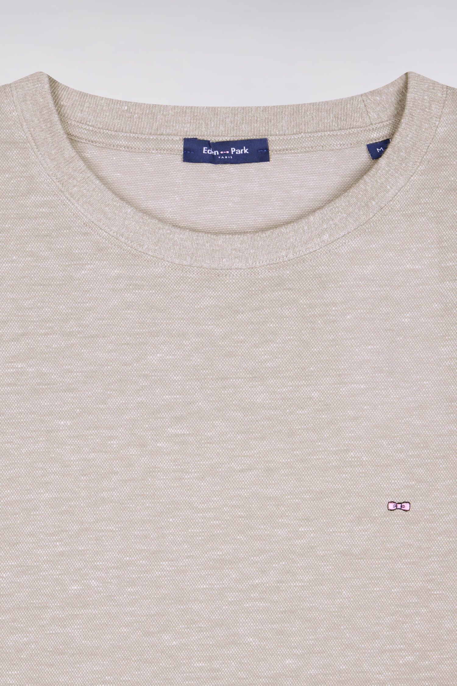 T-shirt à manches courtes en coton et lin gris coupe regular